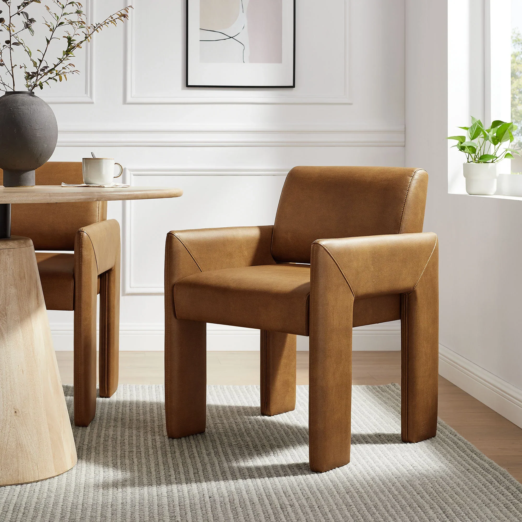 Daven Vegan Leather Dining Armchair - Image 2
