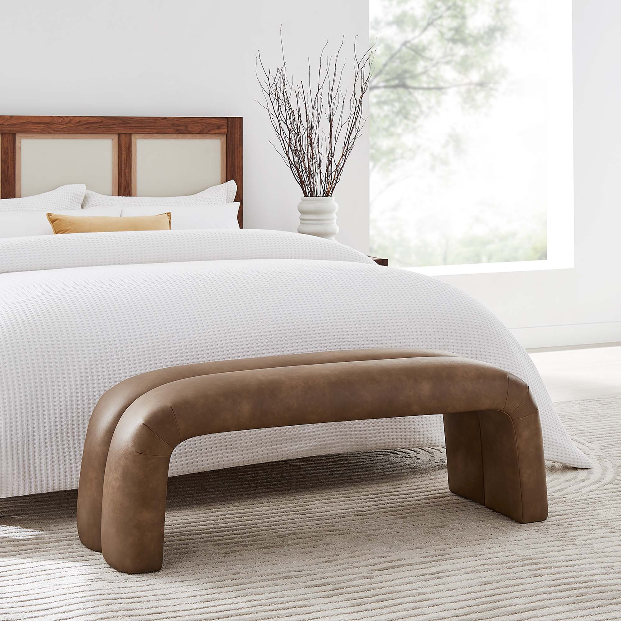 Dax Vegan Leather Upholstered Accent Bench - Image 2