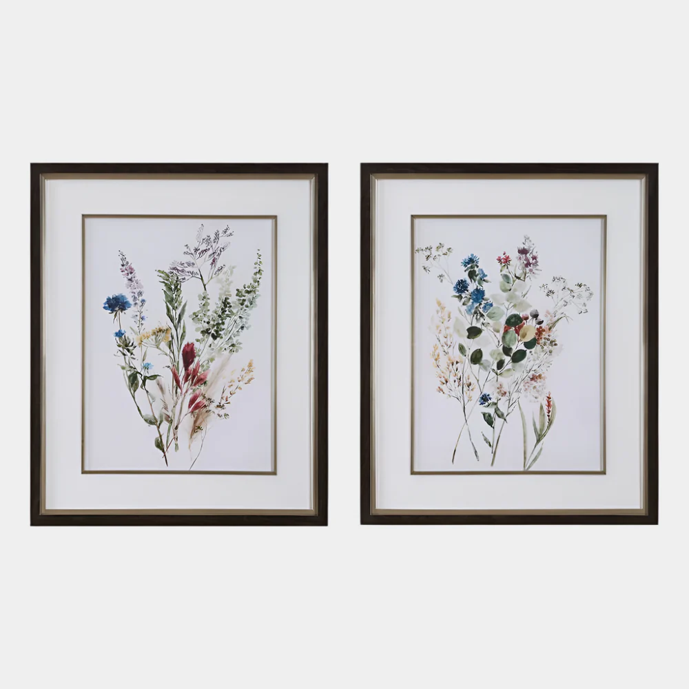 Delicate Flowers Framed Prints, S/2