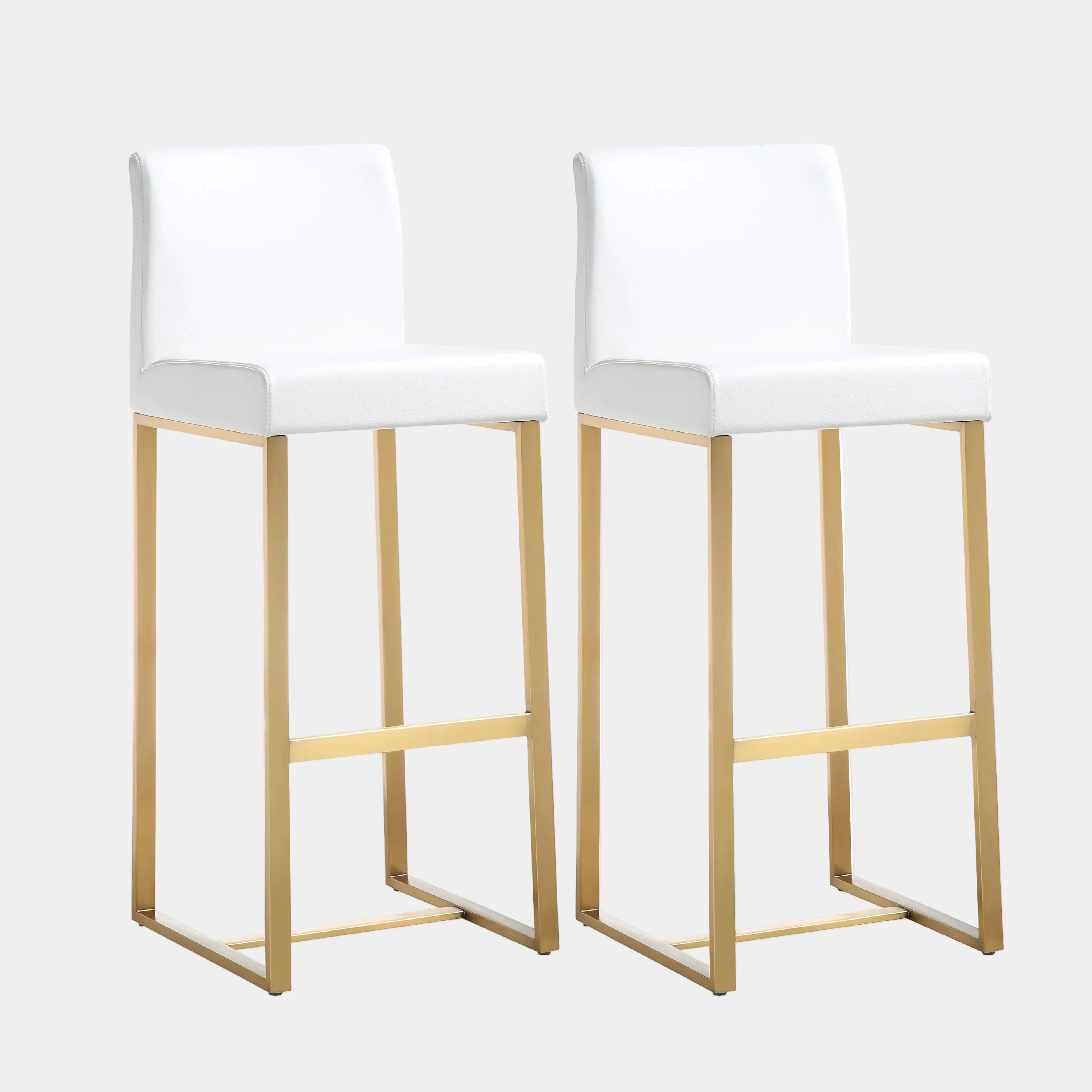 Denmark Performance Vegan Leather Stool with Gold Base - Set of 2 - Image 19