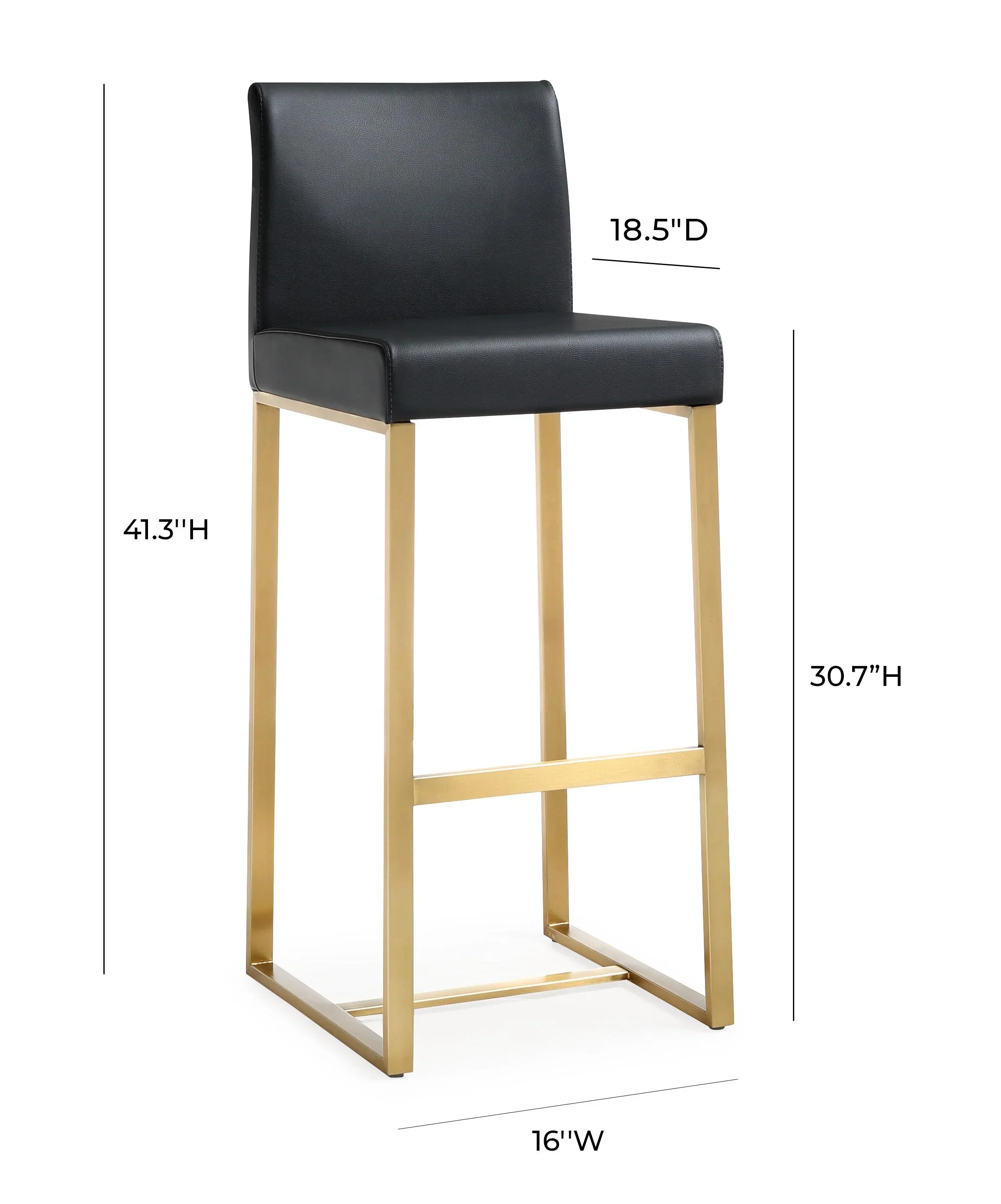 Denmark Performance Vegan Leather Stool with Gold Base - Set of 2 - Image 9
