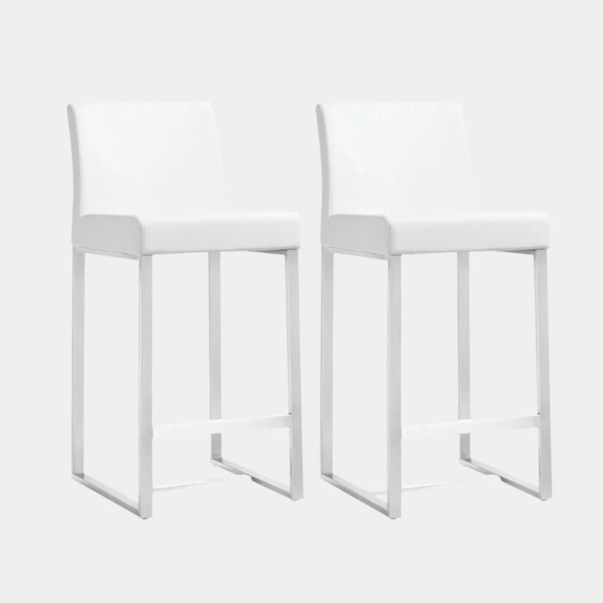 Denmark Performance Vegan Leather Stool with Silver Base - Set of 2 - Image 29