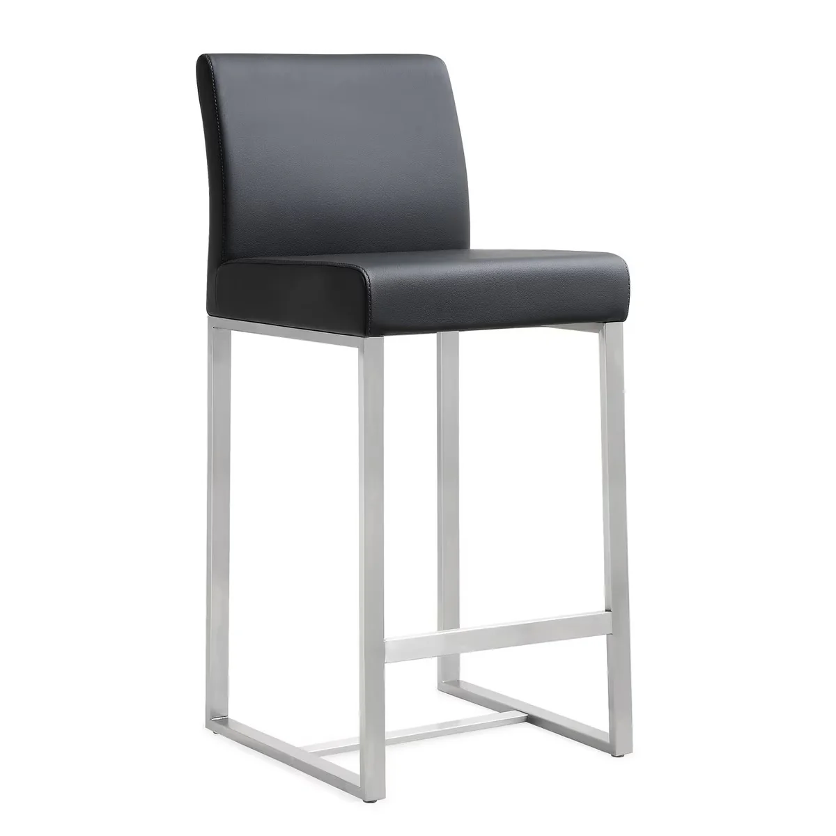 Denmark Performance Vegan Leather Stool with Silver Base - Set of 2 - Image 50