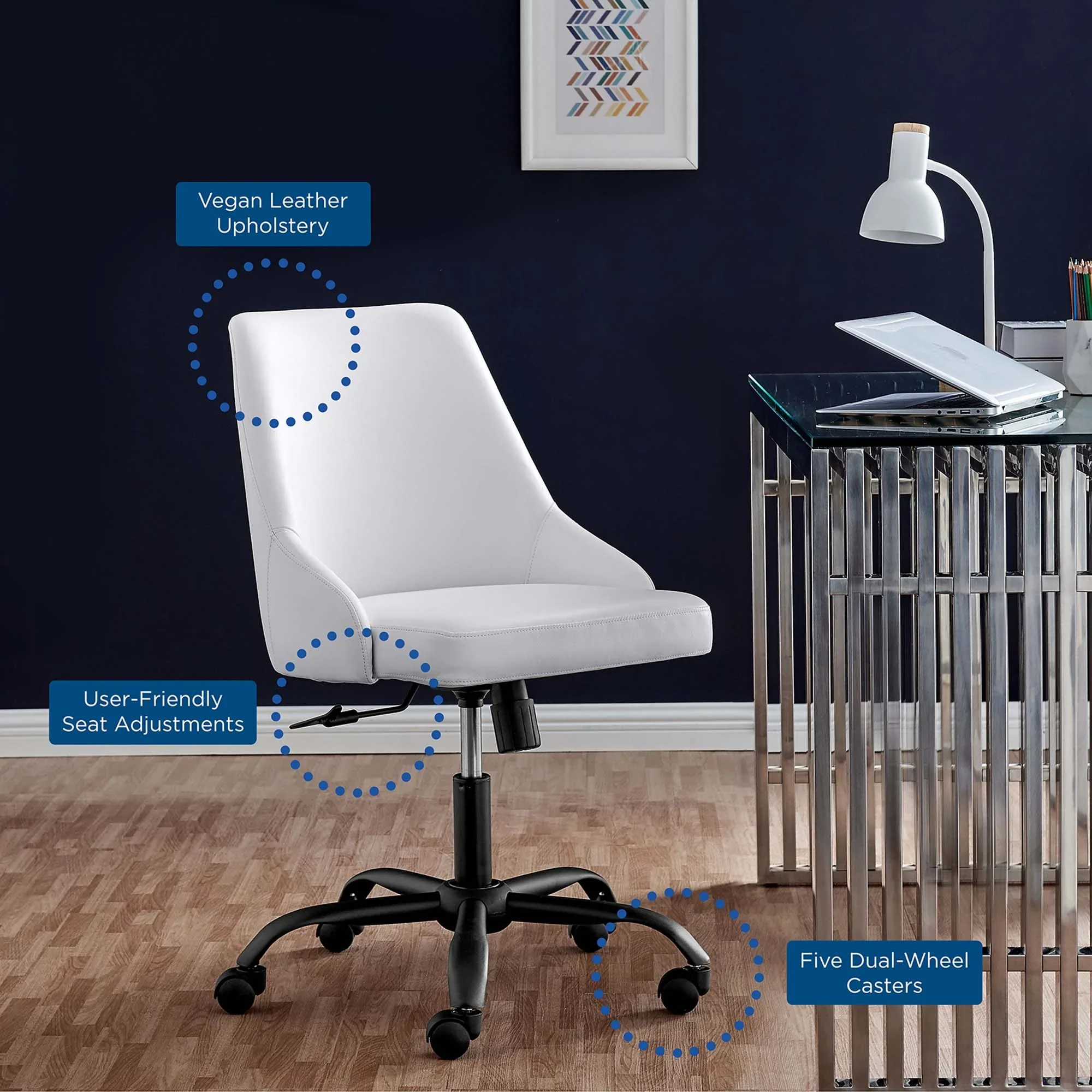 Designate Swivel Vegan Leather Office Chair - Image 18