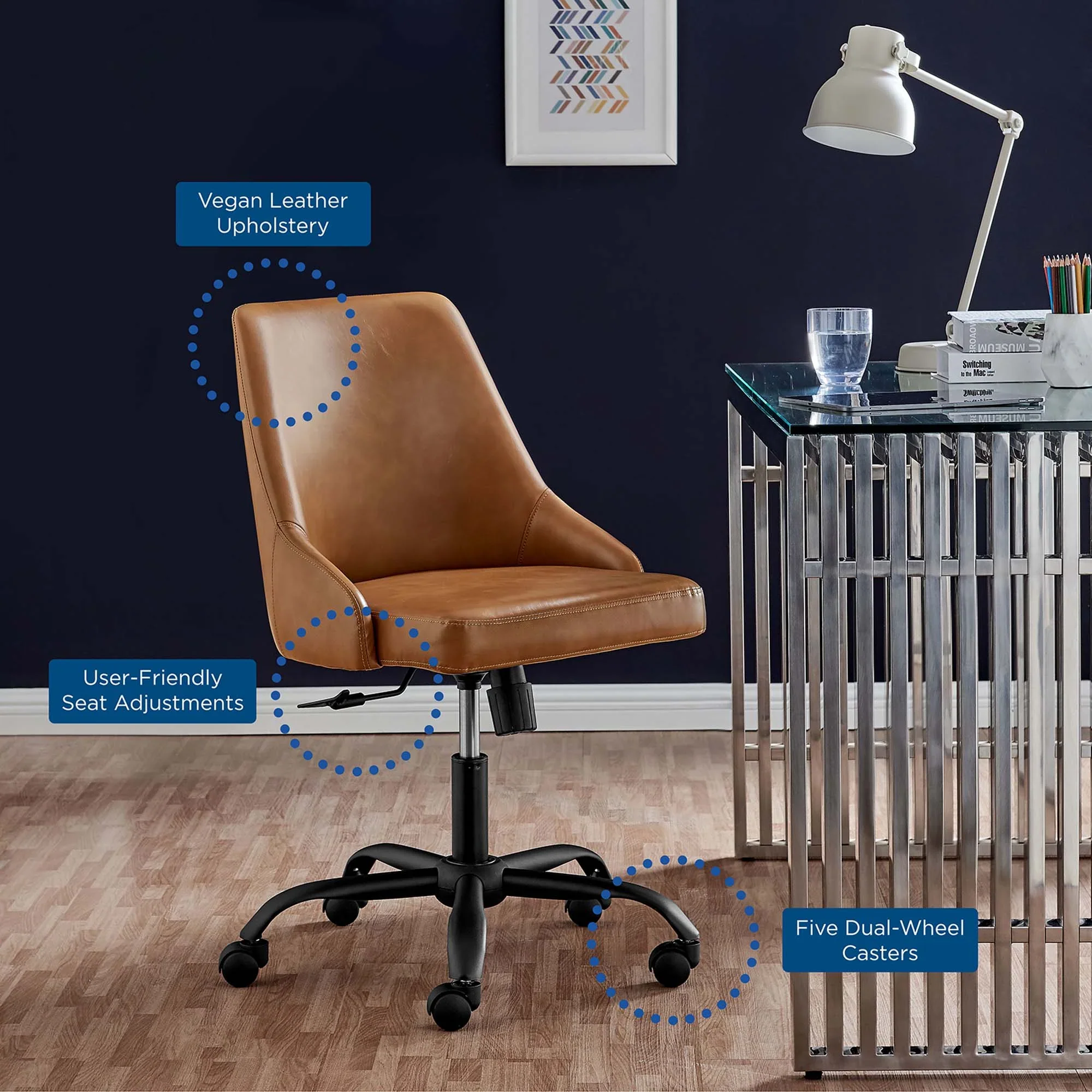 Designate Swivel Vegan Leather Office Chair - Image 8