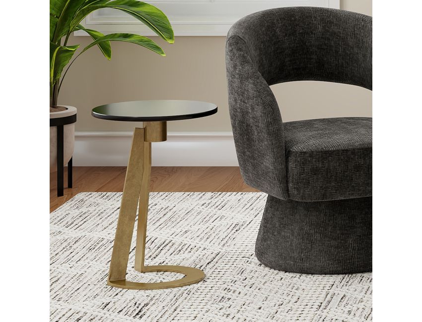 Devas Accent Table in Black Marble and Brass - Image 2