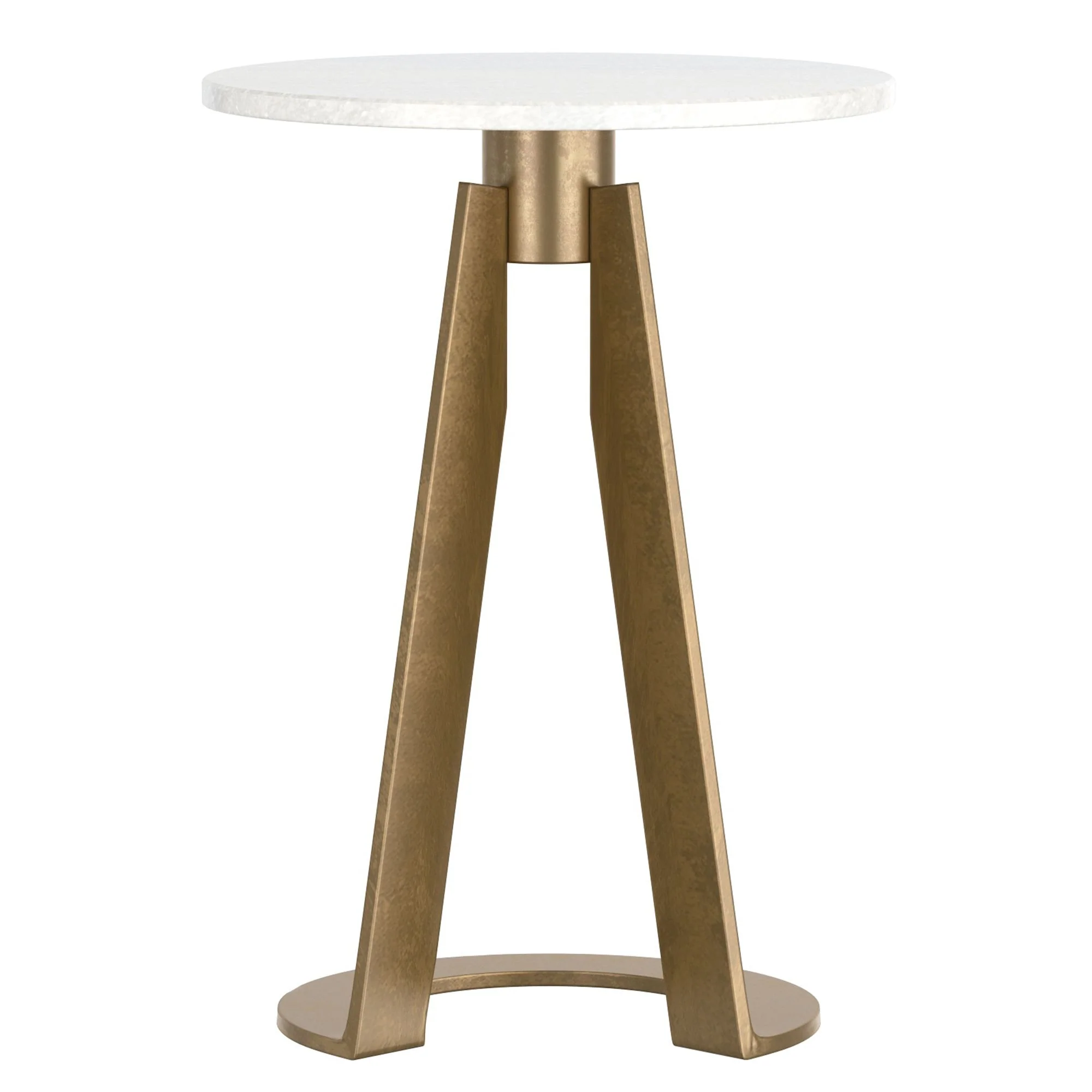 Devas Accent Table in White Marble and Brass - Image 3