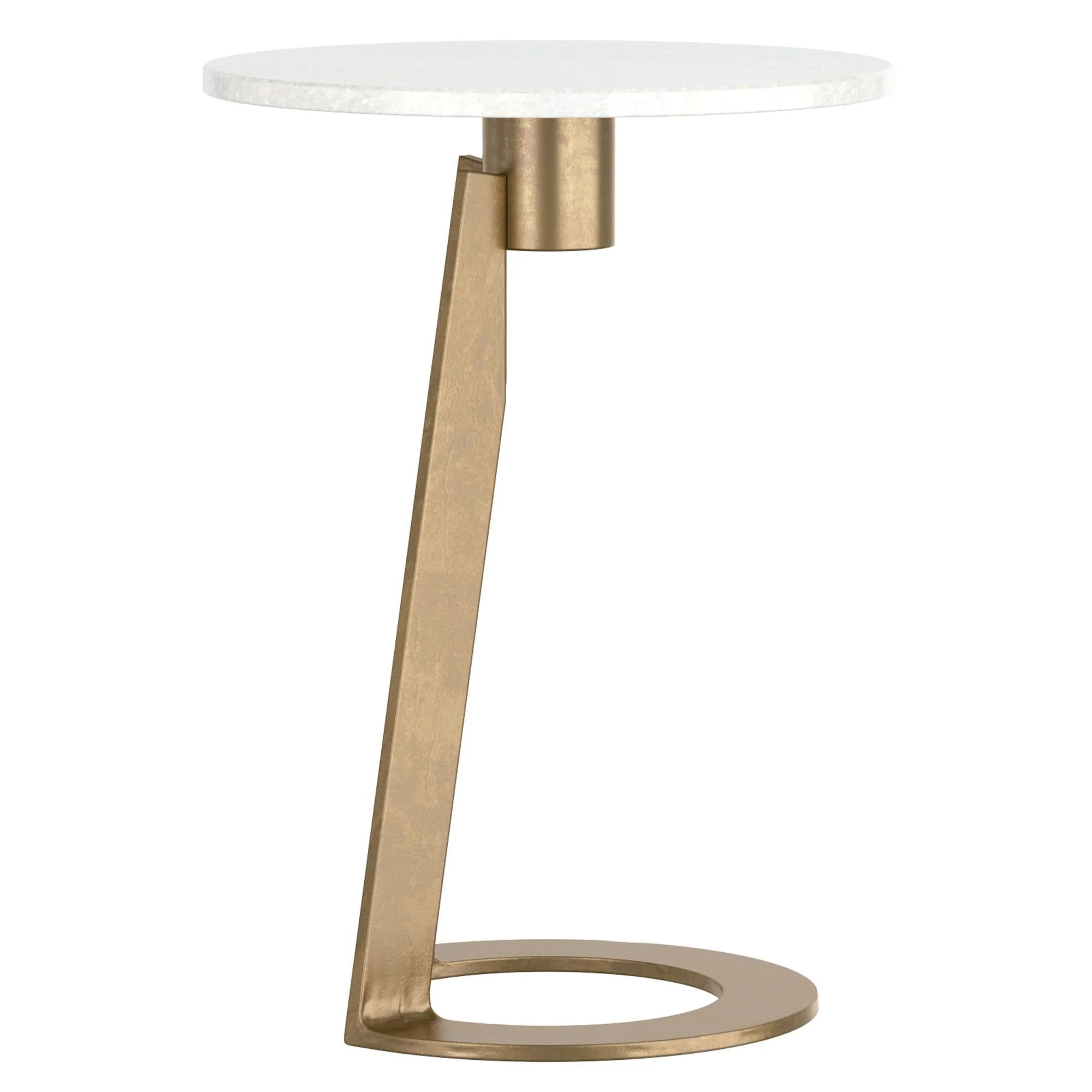Devas Accent Table in White Marble and Brass - Image 4