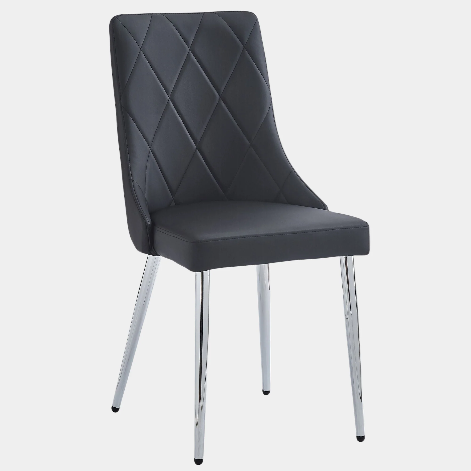 Devo Dining Chair, set of 2, in Black and Chrome