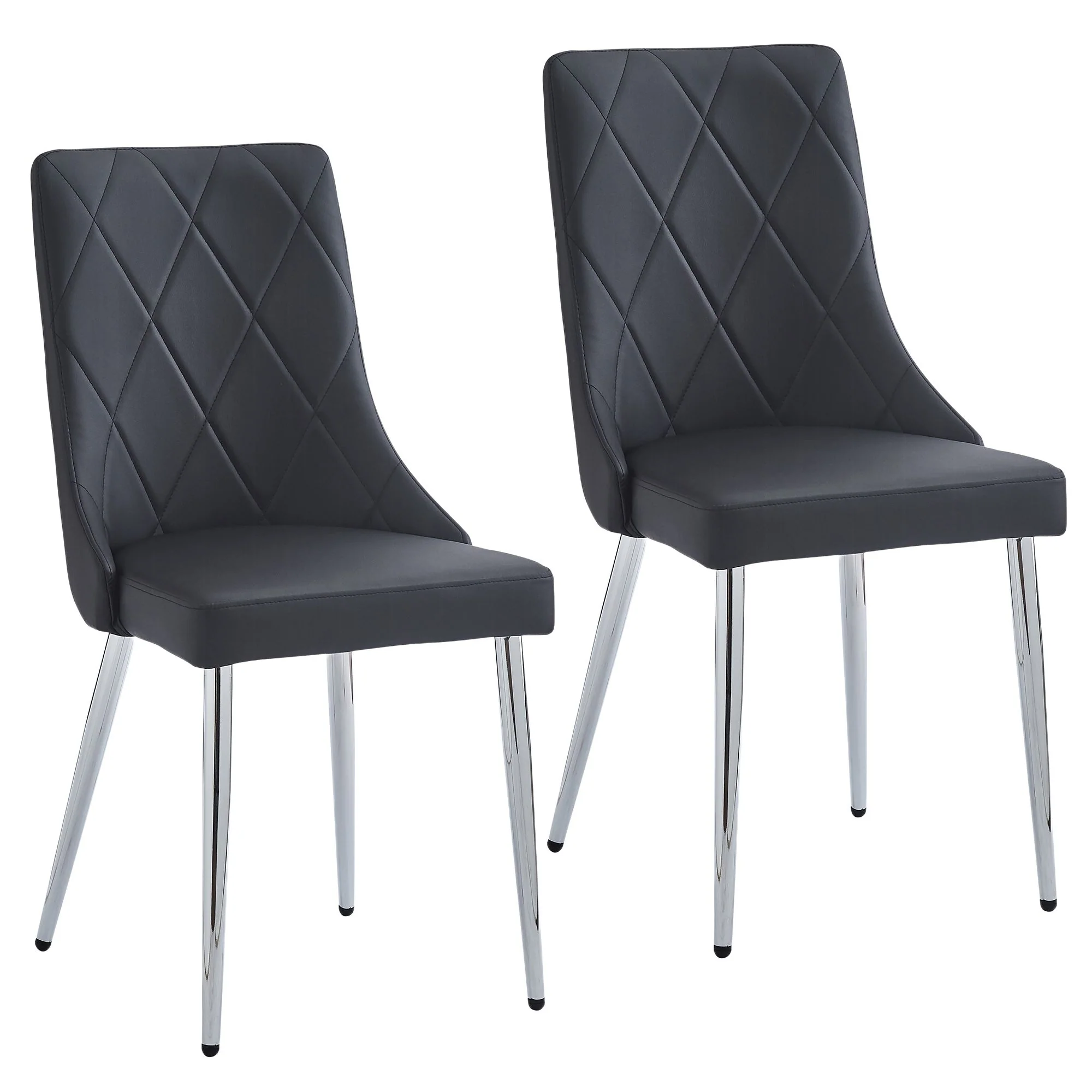Devo Dining Chair, set of 2, in Black and Chrome - Image 7