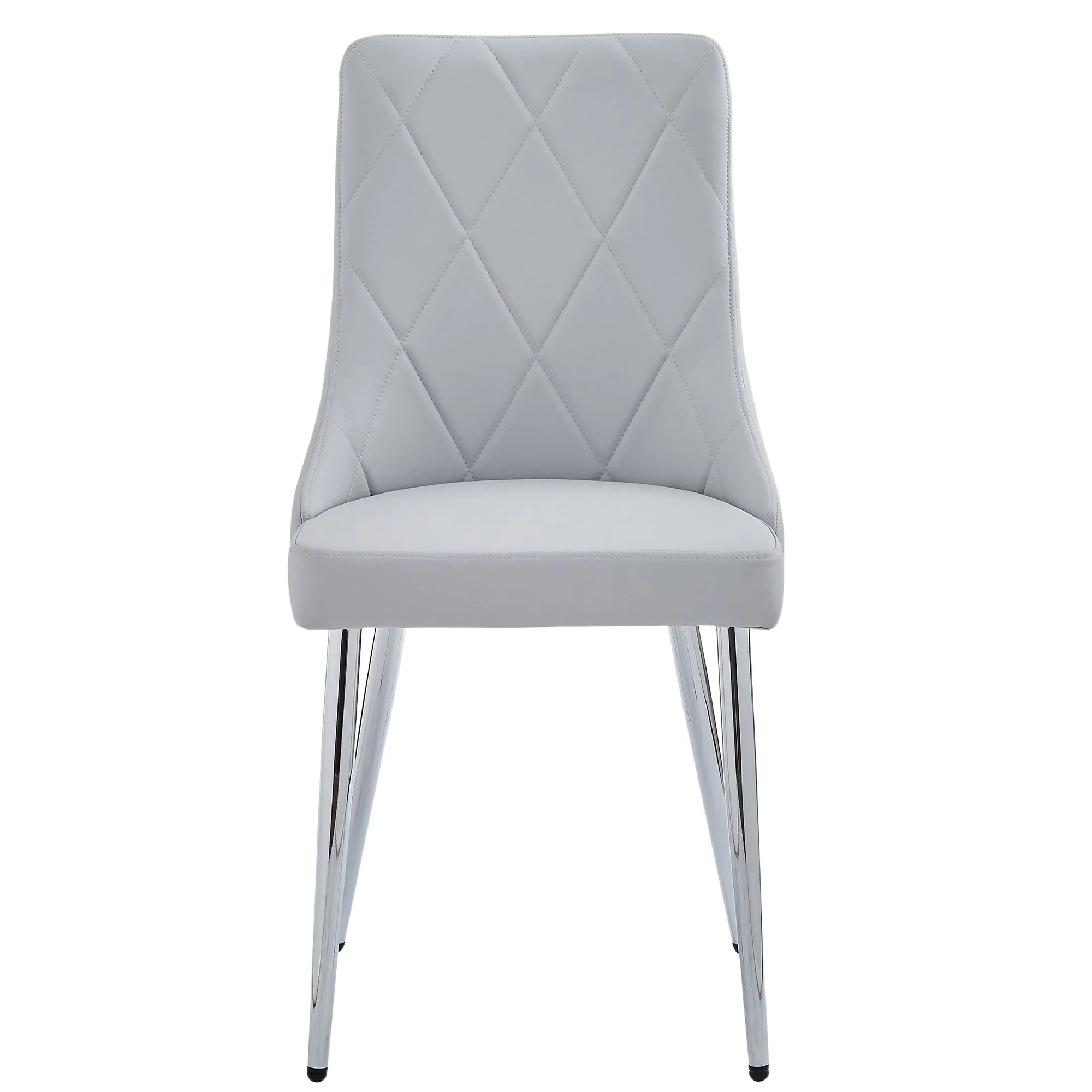 Devo Dining Chair, set of 2, in Light Grey and Chrome - Image 5