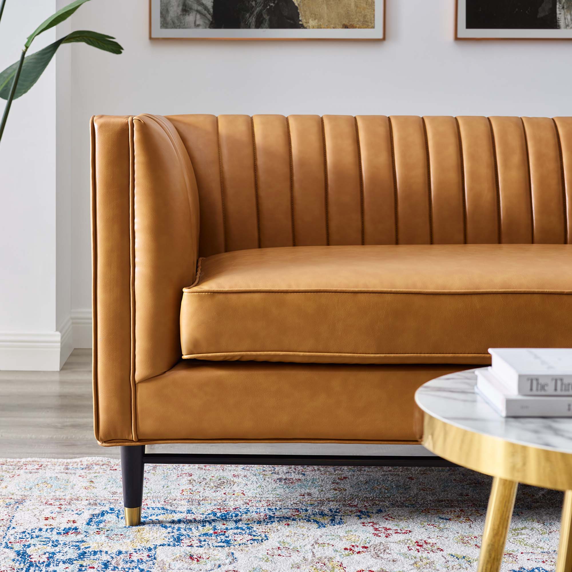 Devote Channel Tufted Vegan Leather Loveseat - Image 3