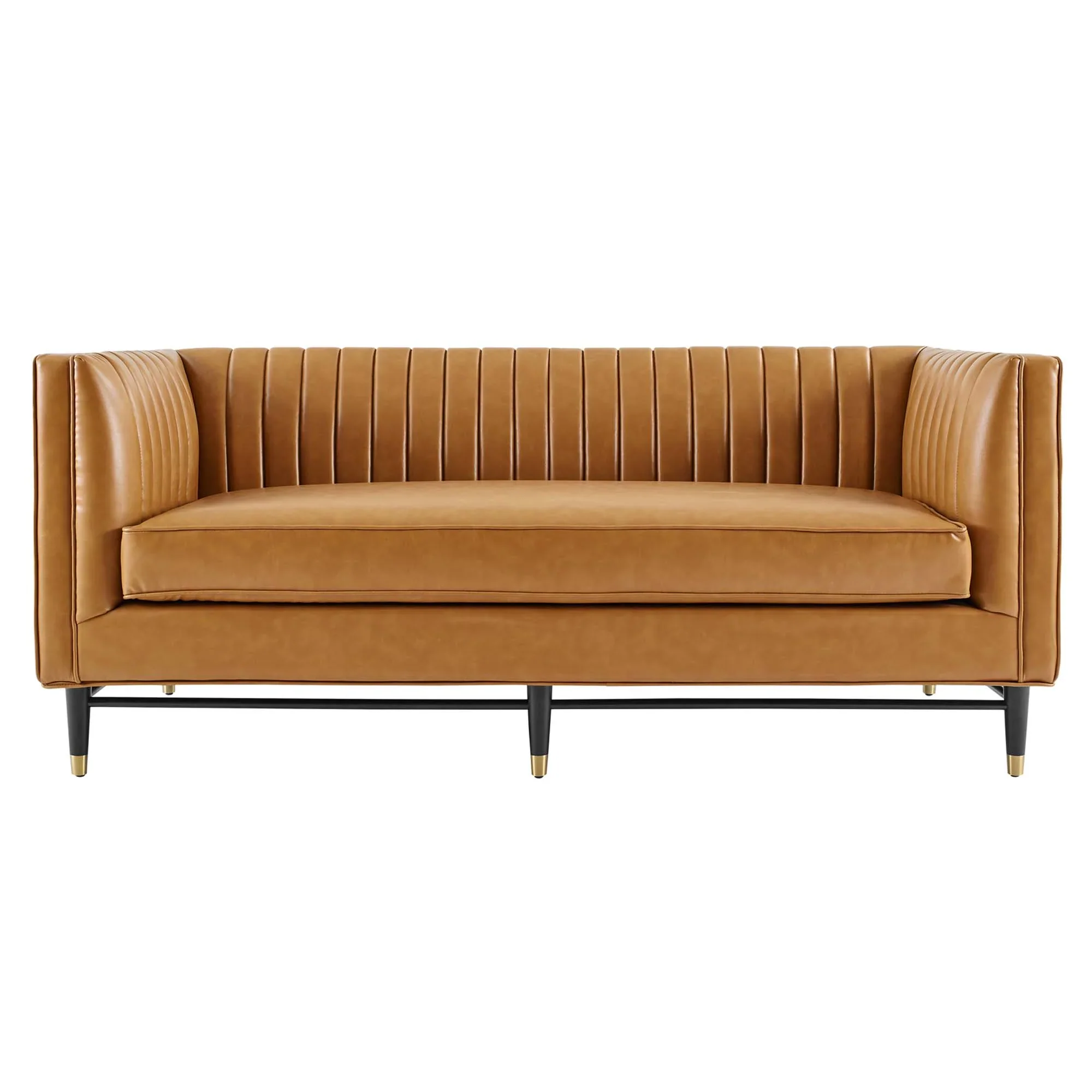 Devote Channel Tufted Vegan Leather Loveseat - Image 6