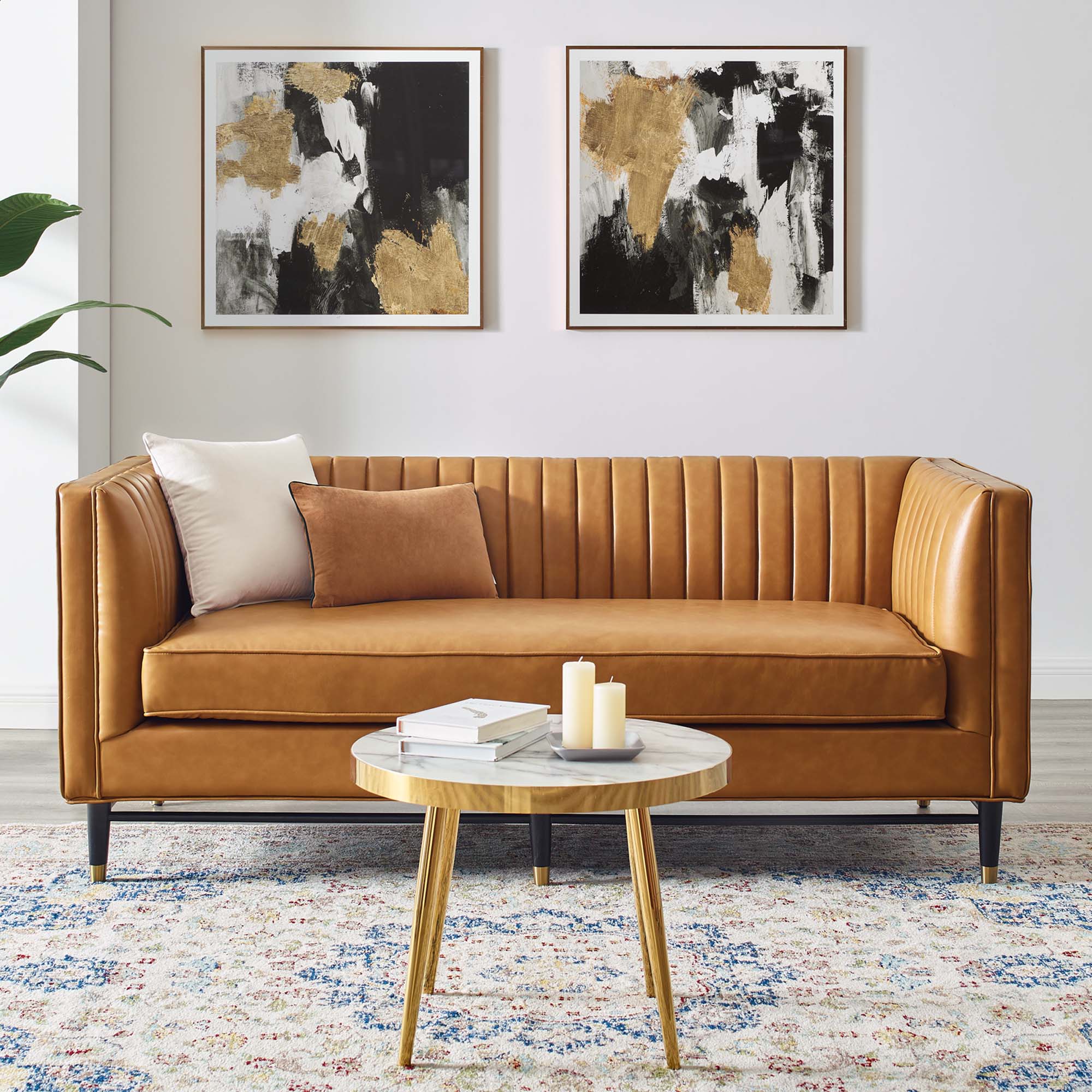 Devote Channel Tufted Vegan Leather Loveseat - Image 8