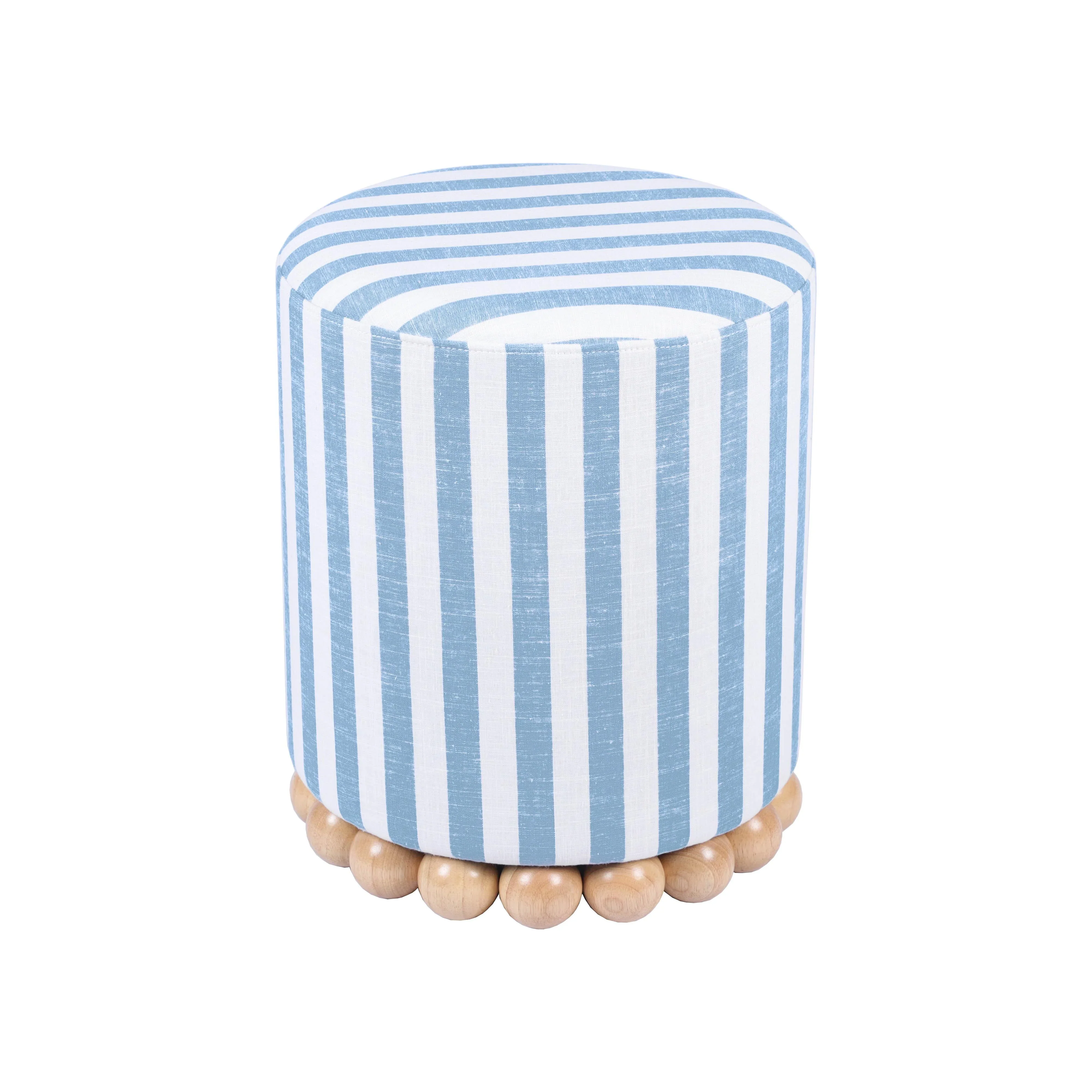 Dex Striped Linen Ottomans - Image 11