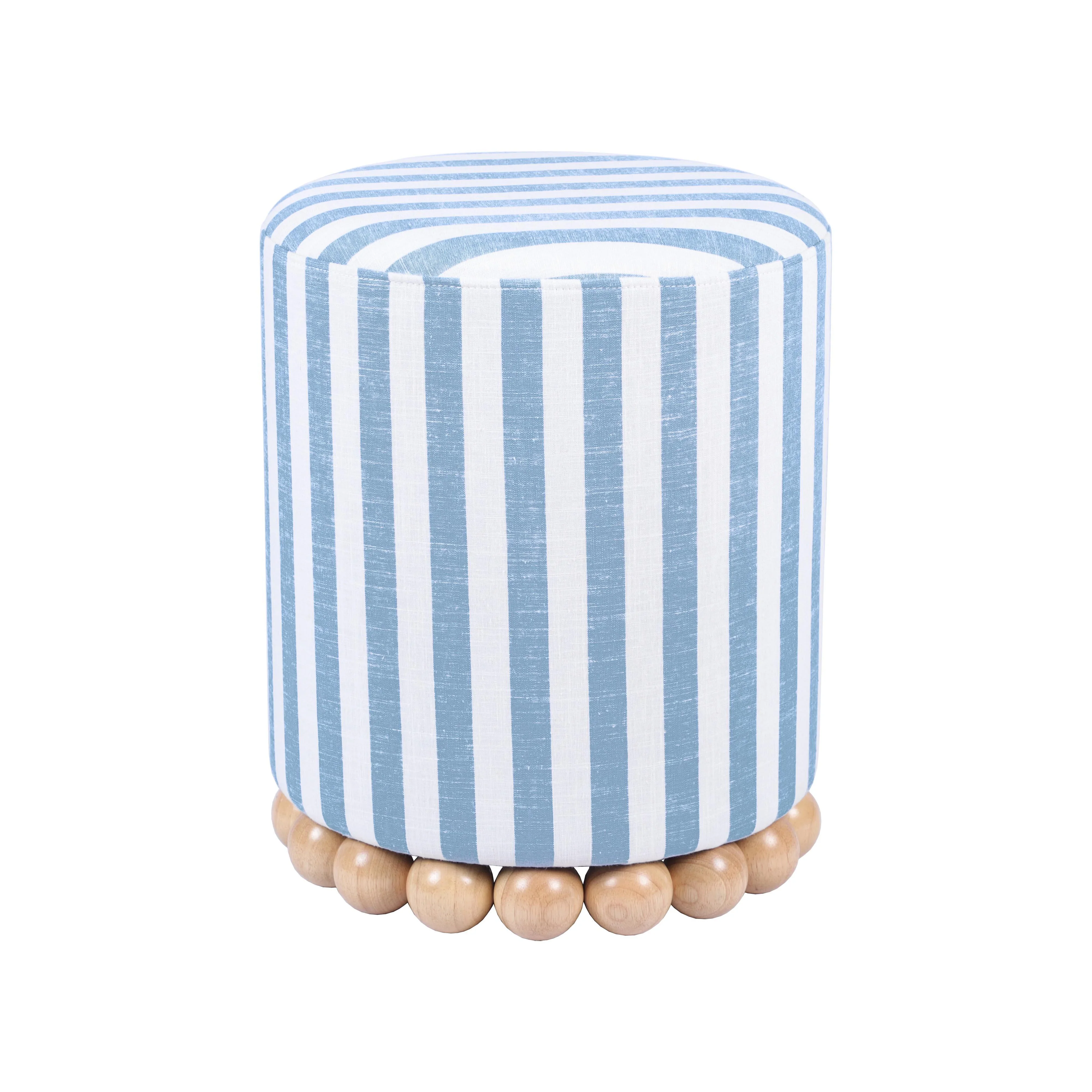 Dex Striped Linen Ottomans - Image 8