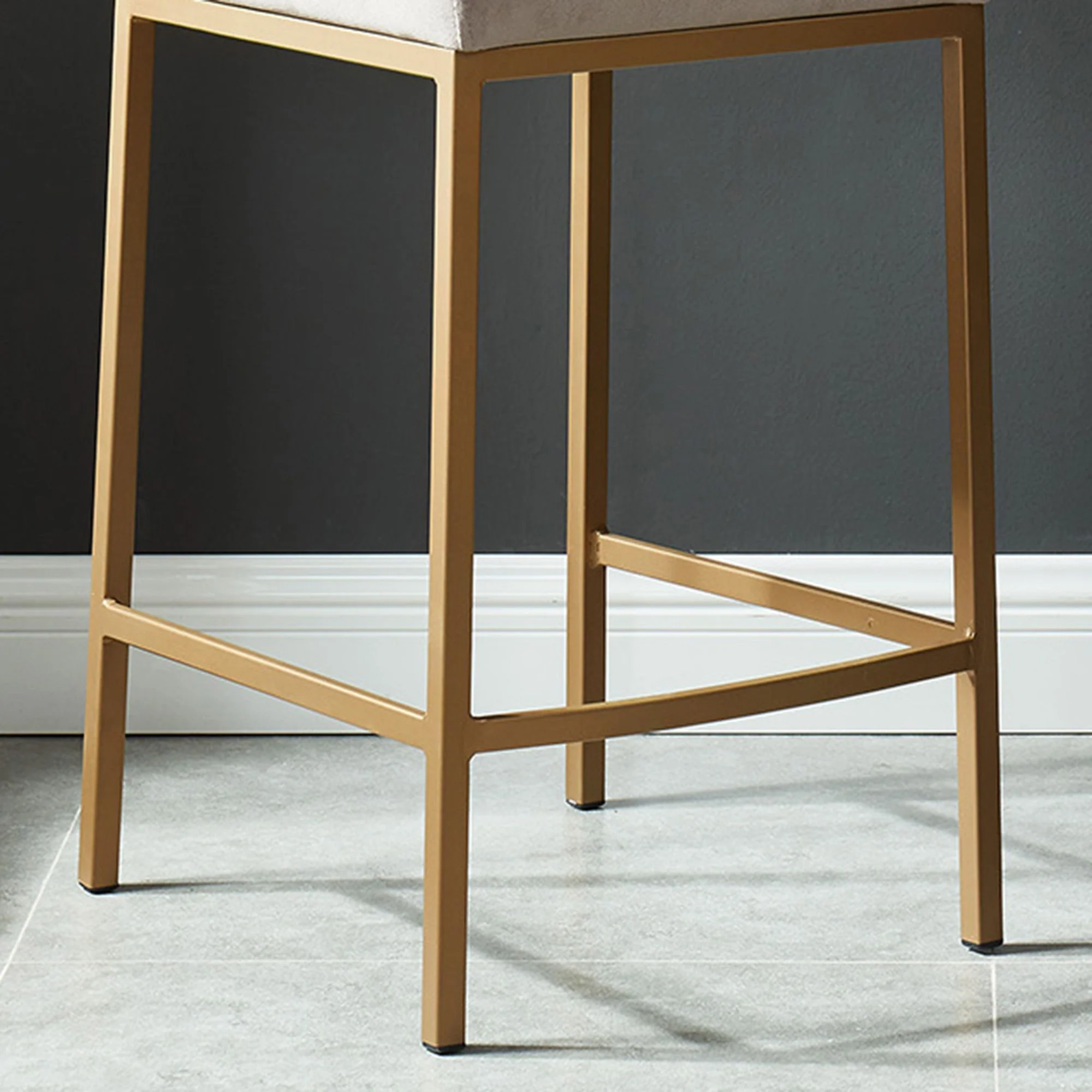 Diego 26" Counter Stool, set of 2, in Grey and Aged Gold Leg - Image 5