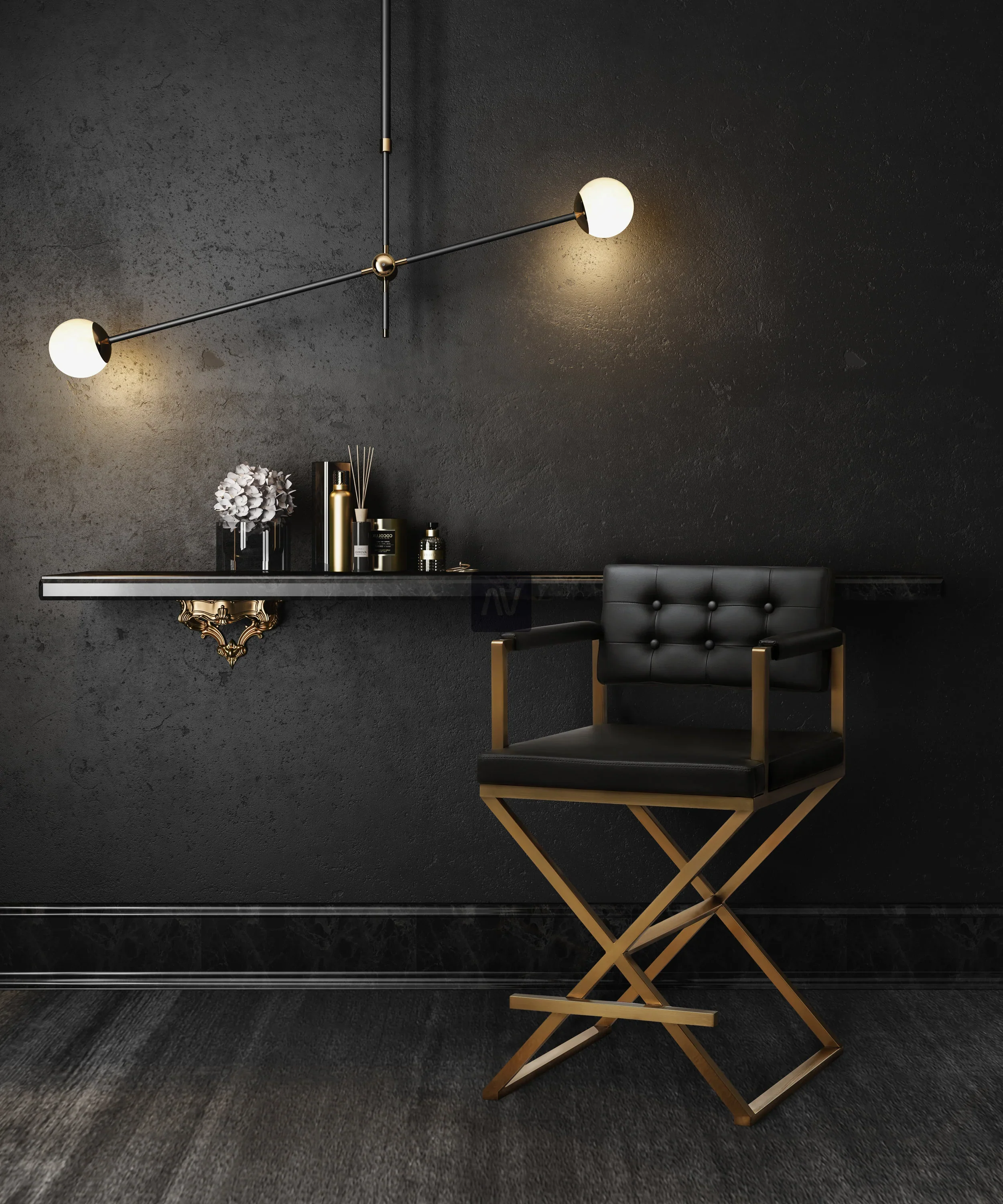 Director Performance Vegan Leather Stool with Gold Base - Image 11
