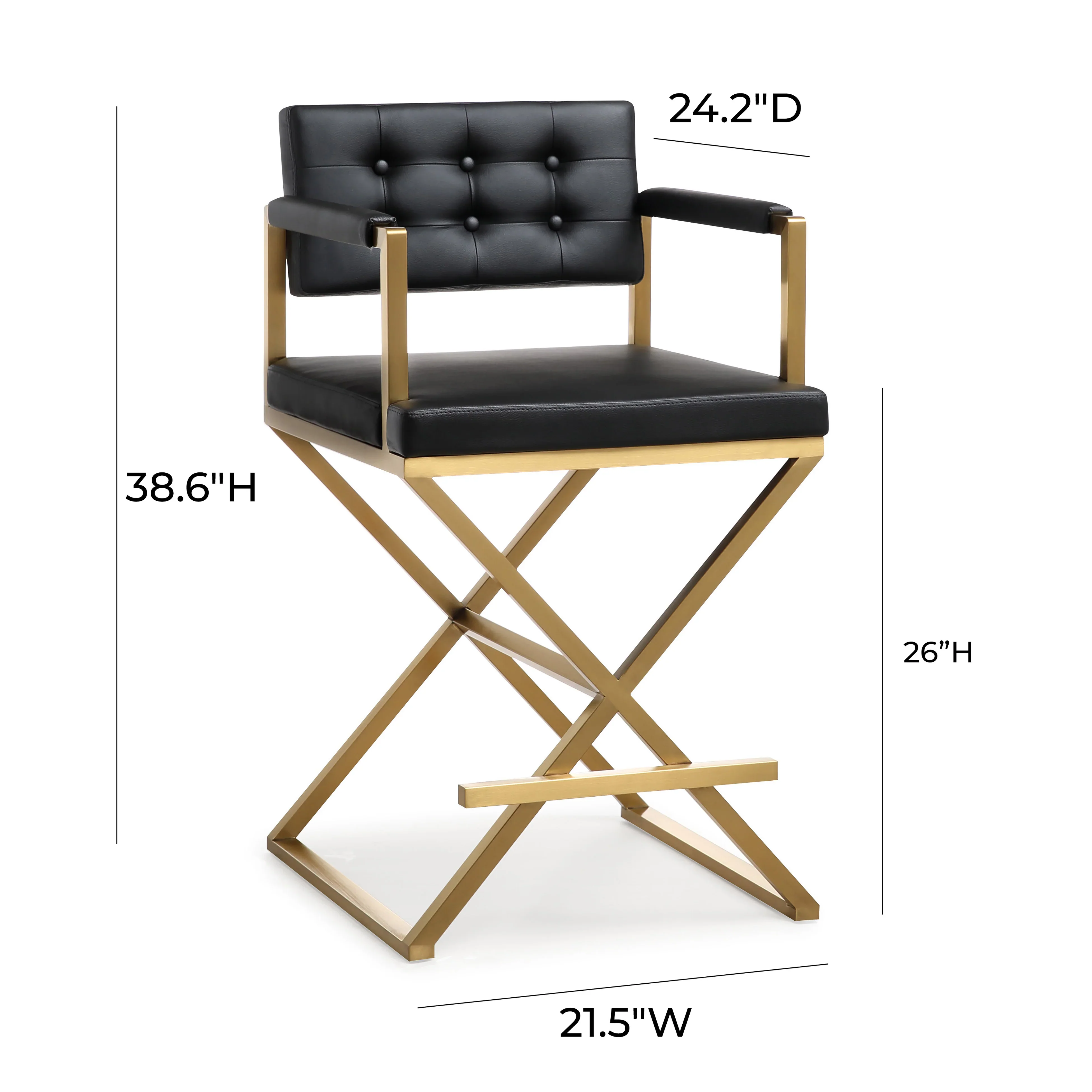 Director Performance Vegan Leather Stool with Gold Base - Image 18
