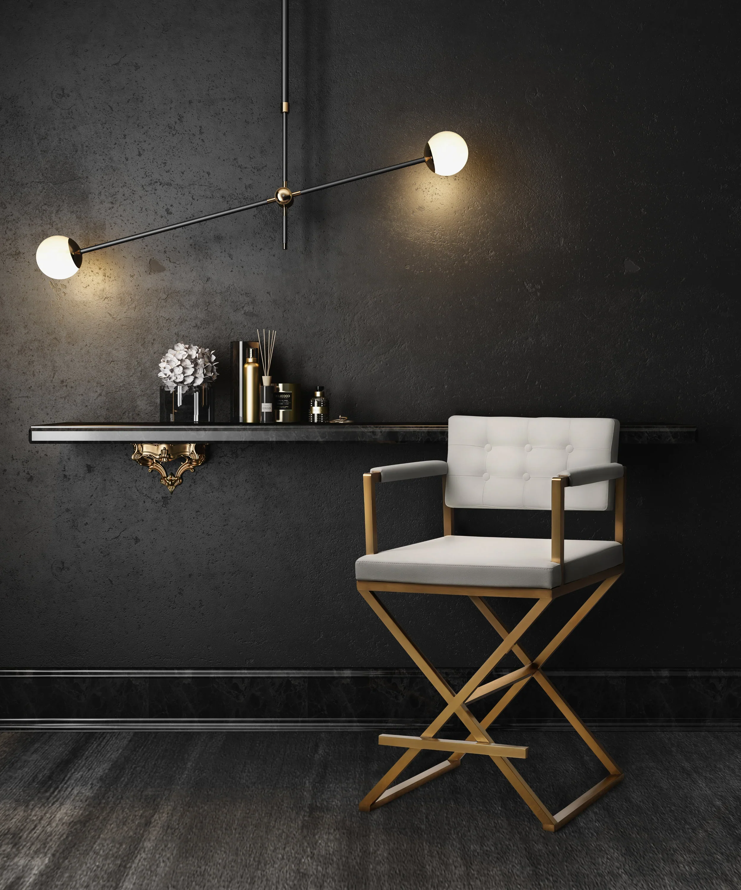 Director Performance Vegan Leather Stool with Gold Base - Image 20
