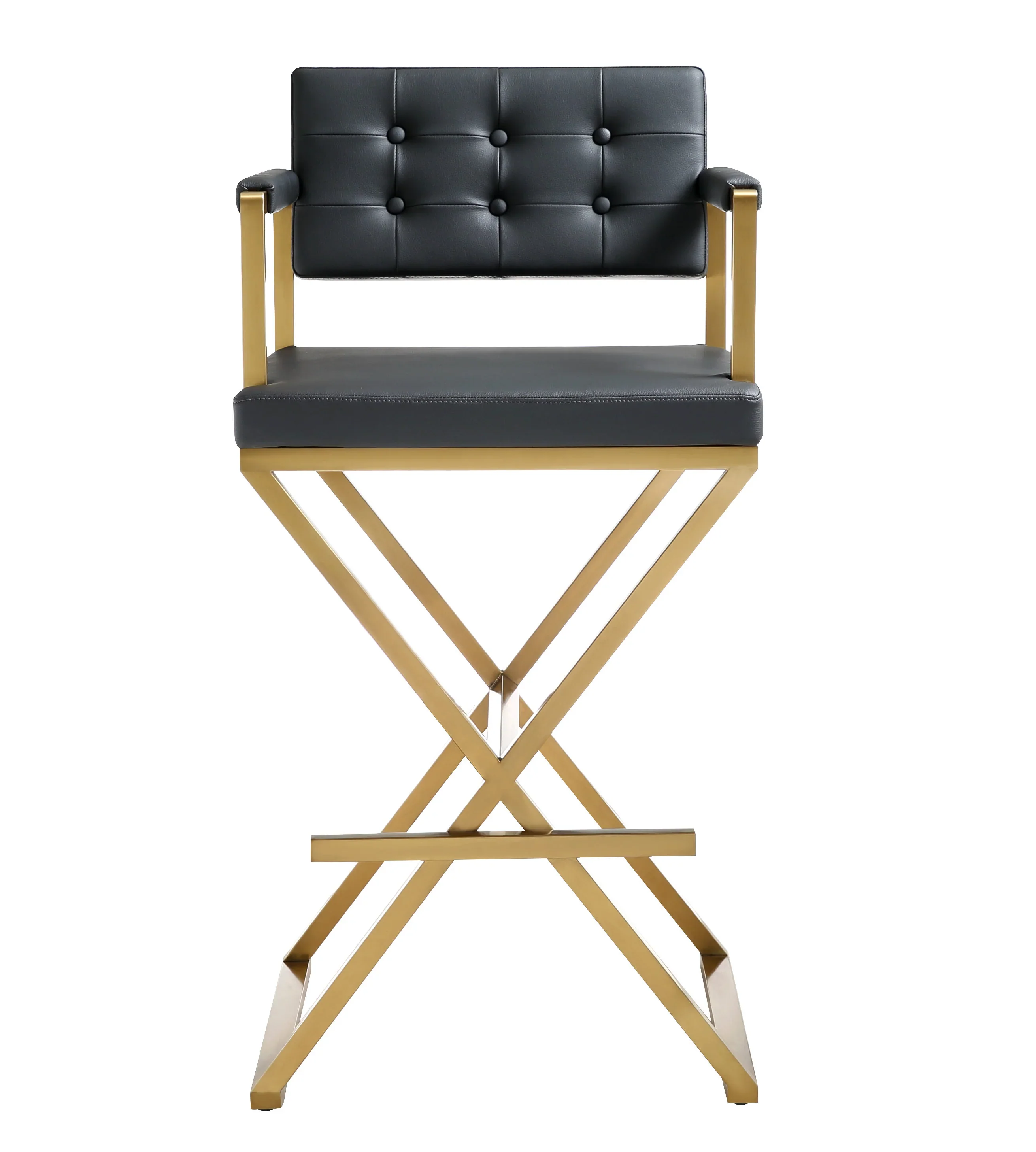 Director Performance Vegan Leather Stool with Gold Base - Image 3