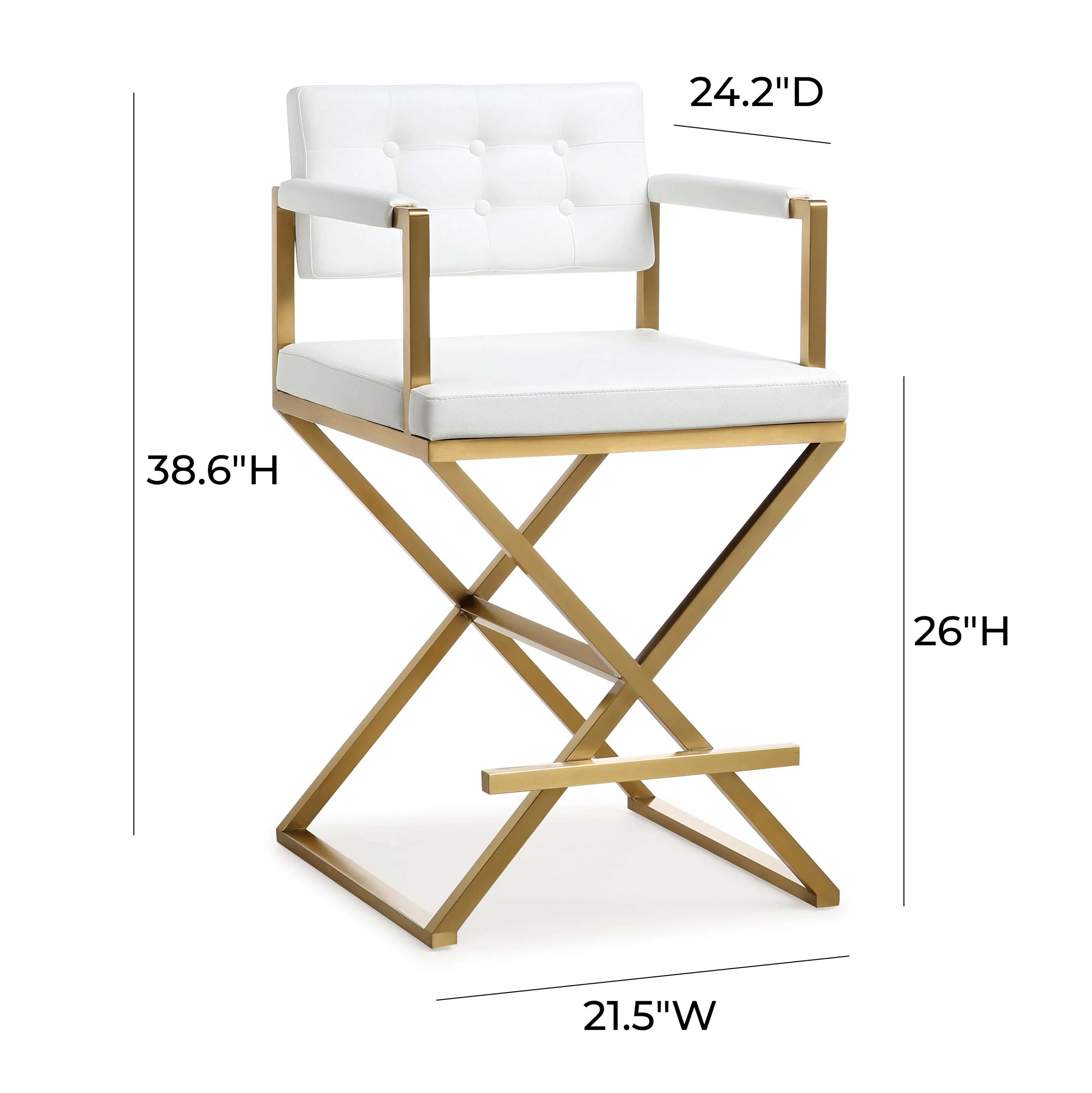Director Performance Vegan Leather Stool with Gold Base - Image 35