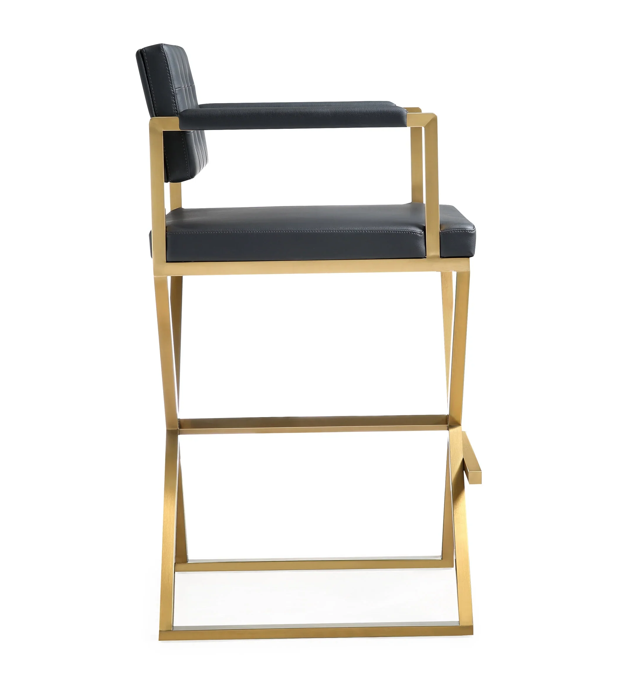 Director Performance Vegan Leather Stool with Gold Base - Image 4