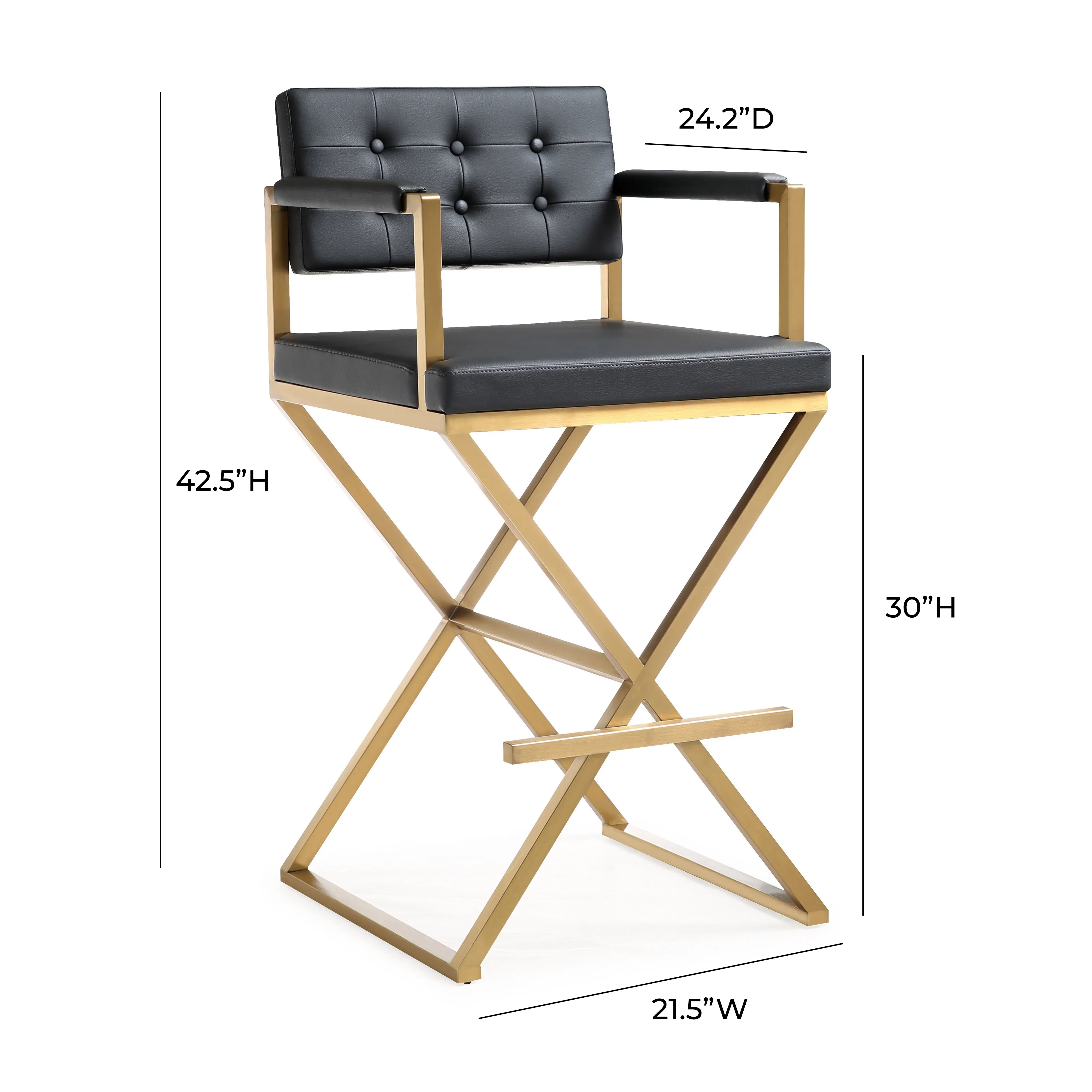 Director Performance Vegan Leather Stool with Gold Base - Image 9