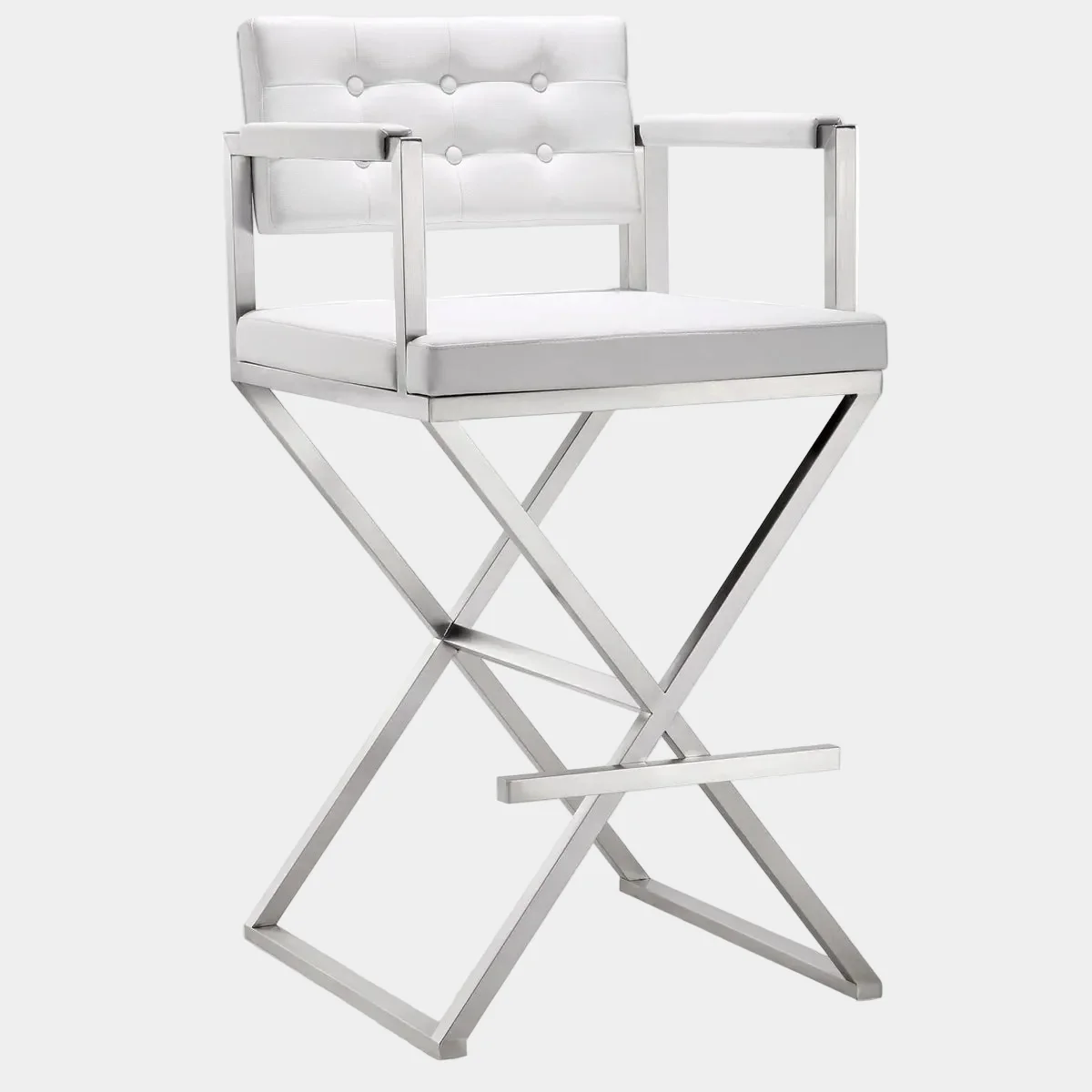 Director Performance Vegan Leather Stool with Silver Base