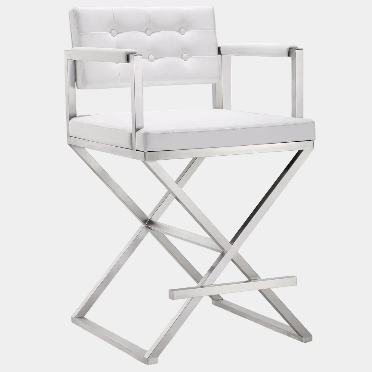 Director Performance Vegan Leather Stool with Silver Base - Image 10