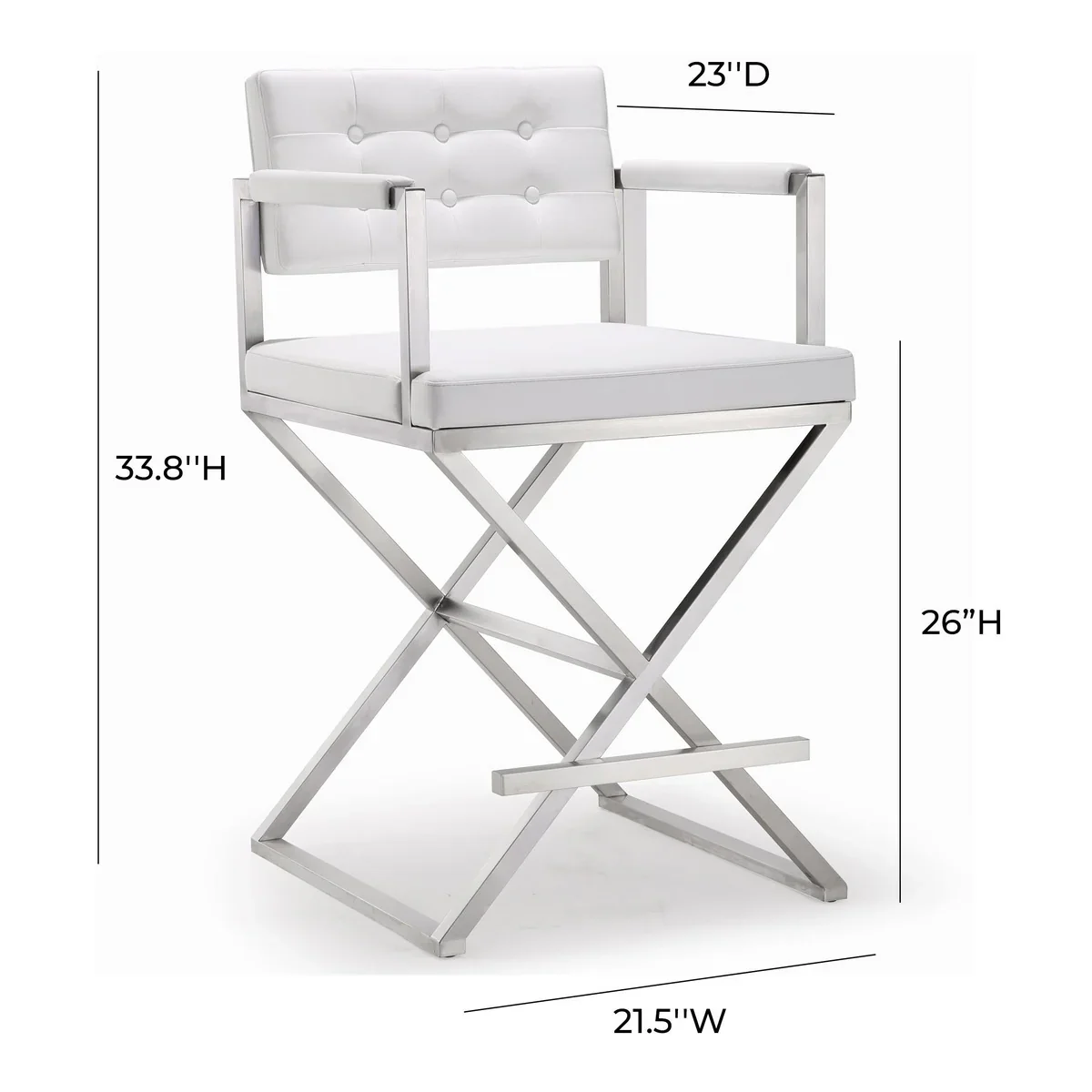 Director Performance Vegan Leather Stool with Silver Base - Image 17