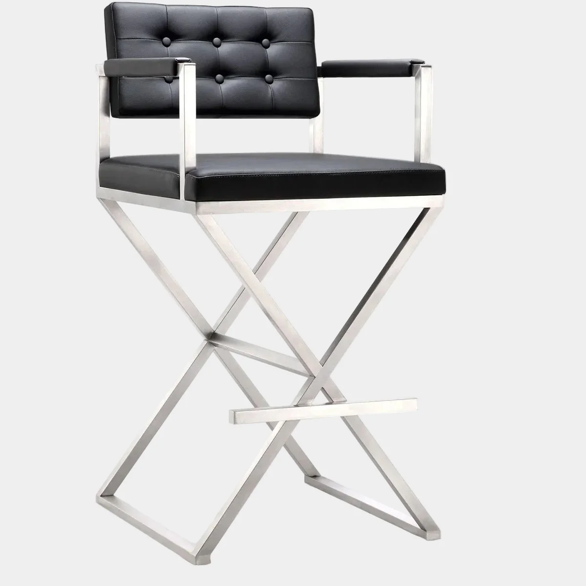 Director Performance Vegan Leather Stool with Silver Base - Image 19