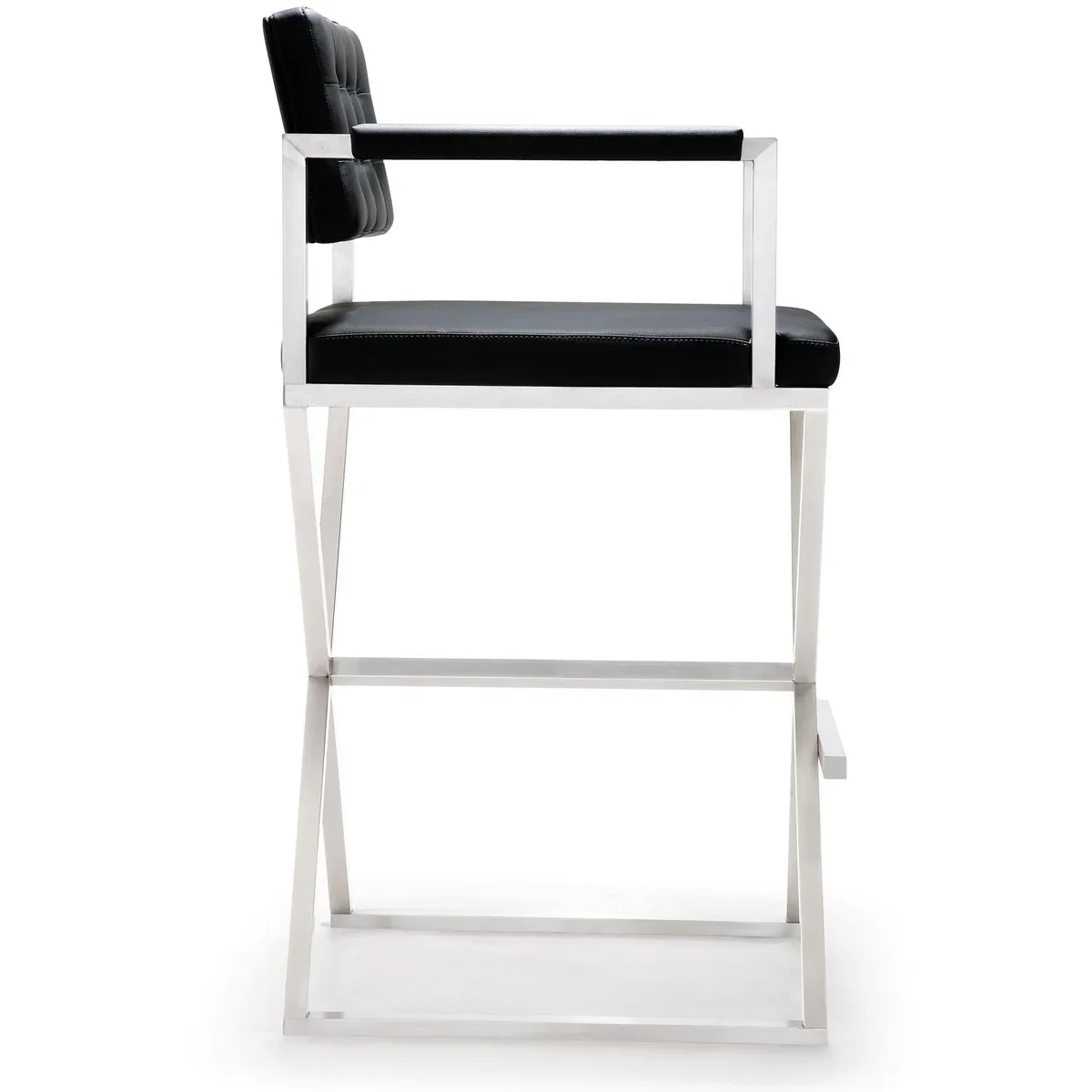 Director Performance Vegan Leather Stool with Silver Base - Image 22