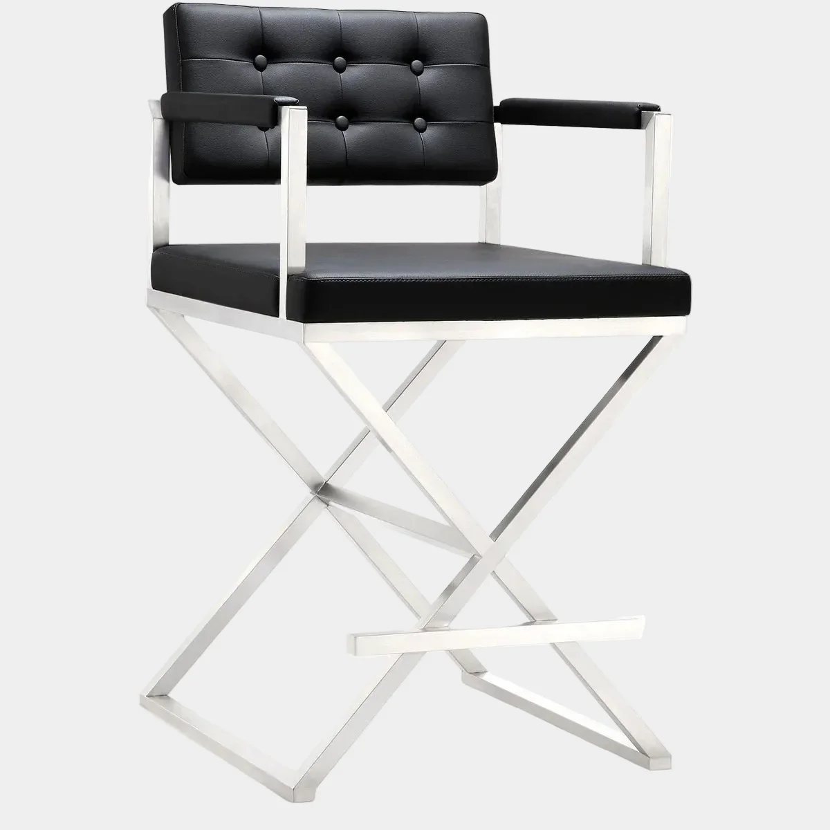 Director Performance Vegan Leather Stool with Silver Base - Image 28