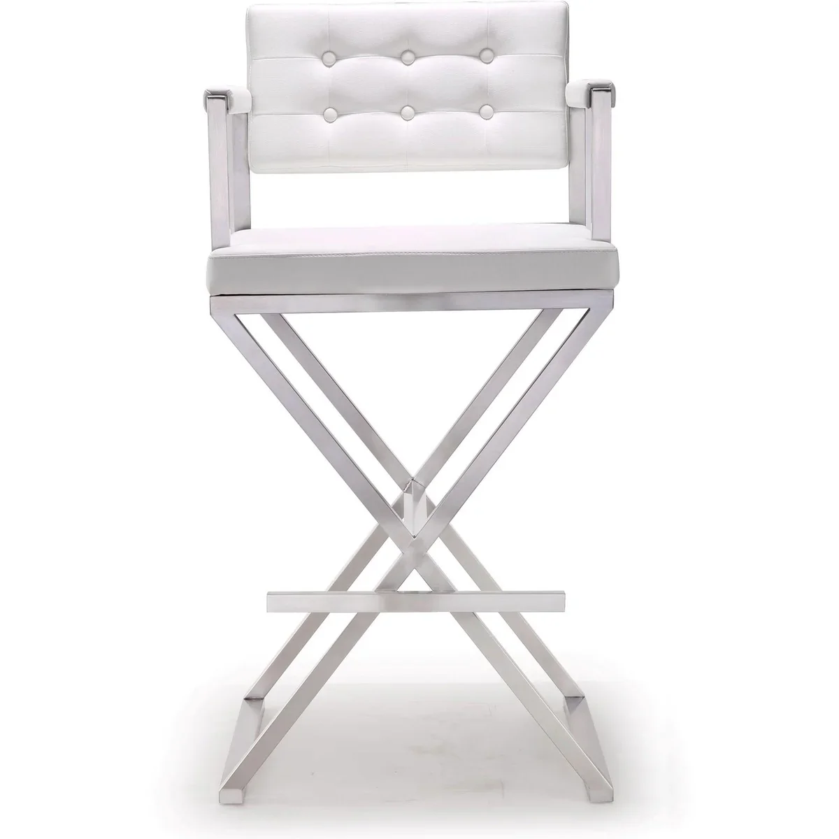 Director Performance Vegan Leather Stool with Silver Base - Image 3