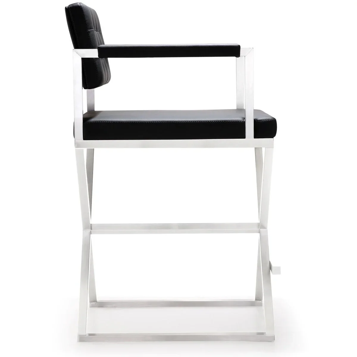 Director Performance Vegan Leather Stool with Silver Base - Image 31