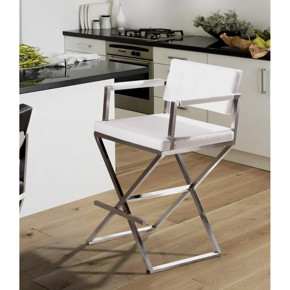 Director Performance Vegan Leather Stool with Silver Base - Image 9