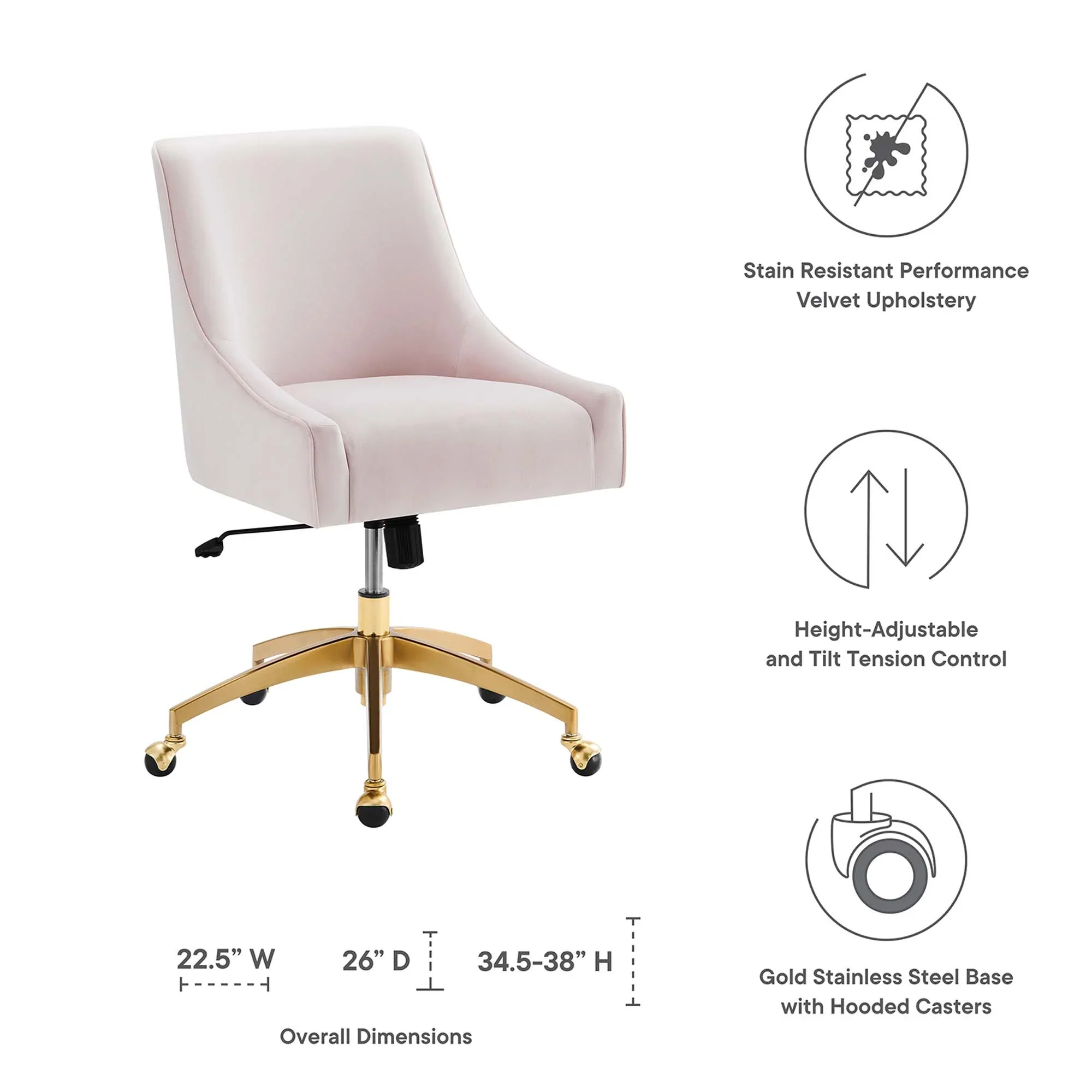 Discern Performance Velvet Office Chair - Image 18