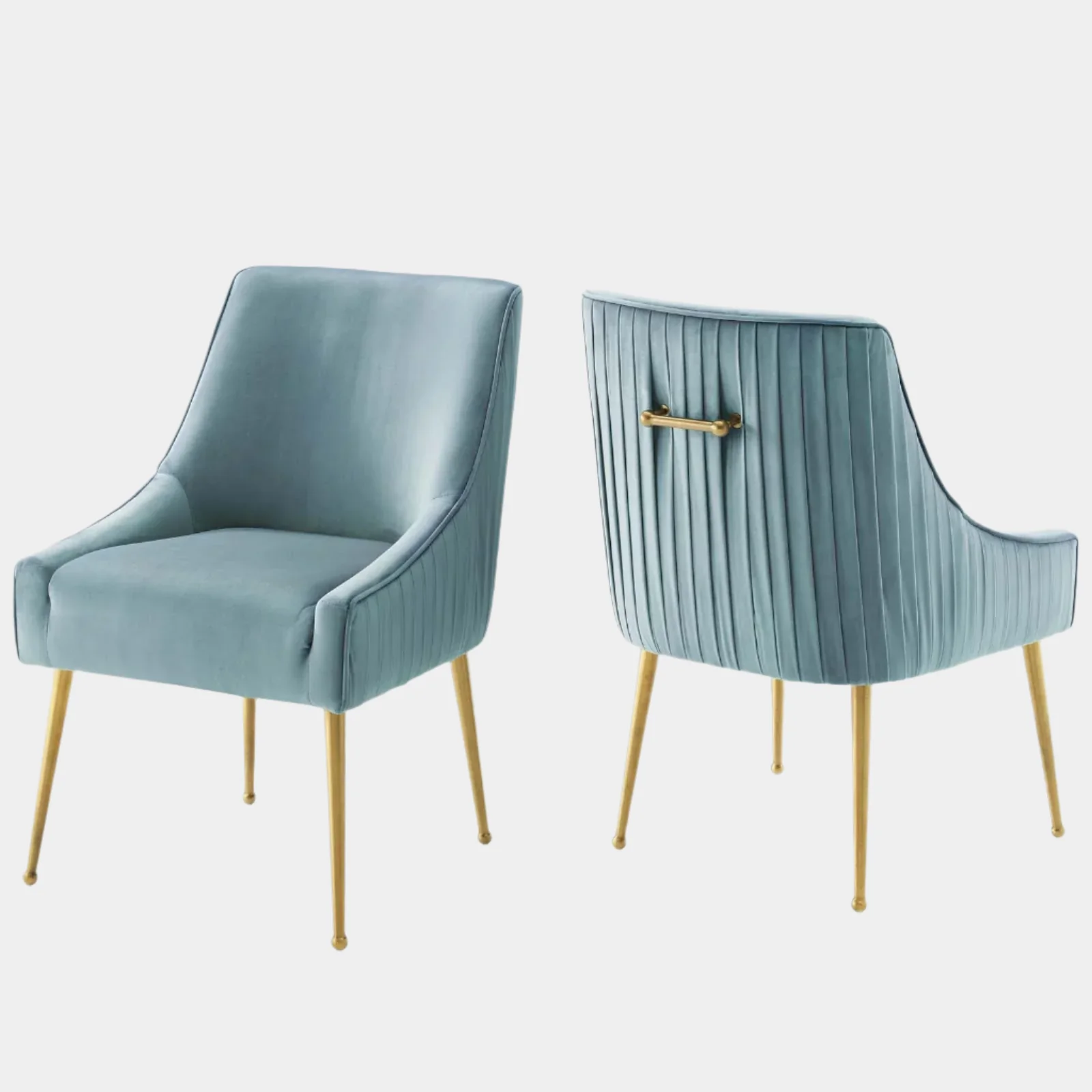 Discern Pleated Back Upholstered Performance Velvet Dining Chair Set of 2 - Image 5