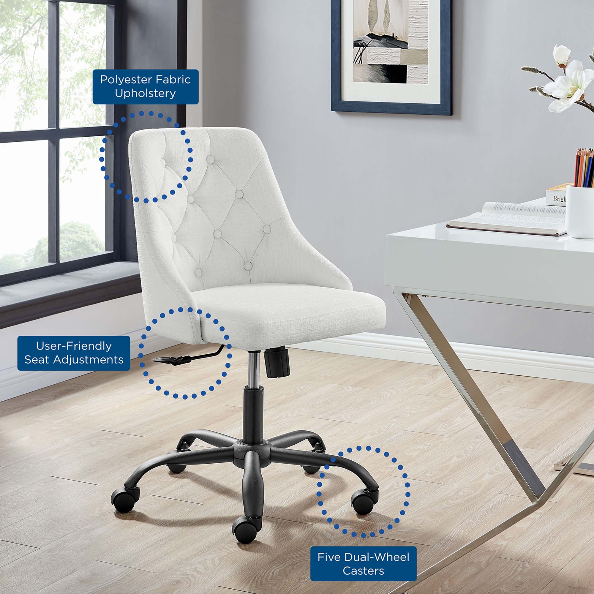 Distinct Tufted Swivel Upholstered Office Chair - Image 9