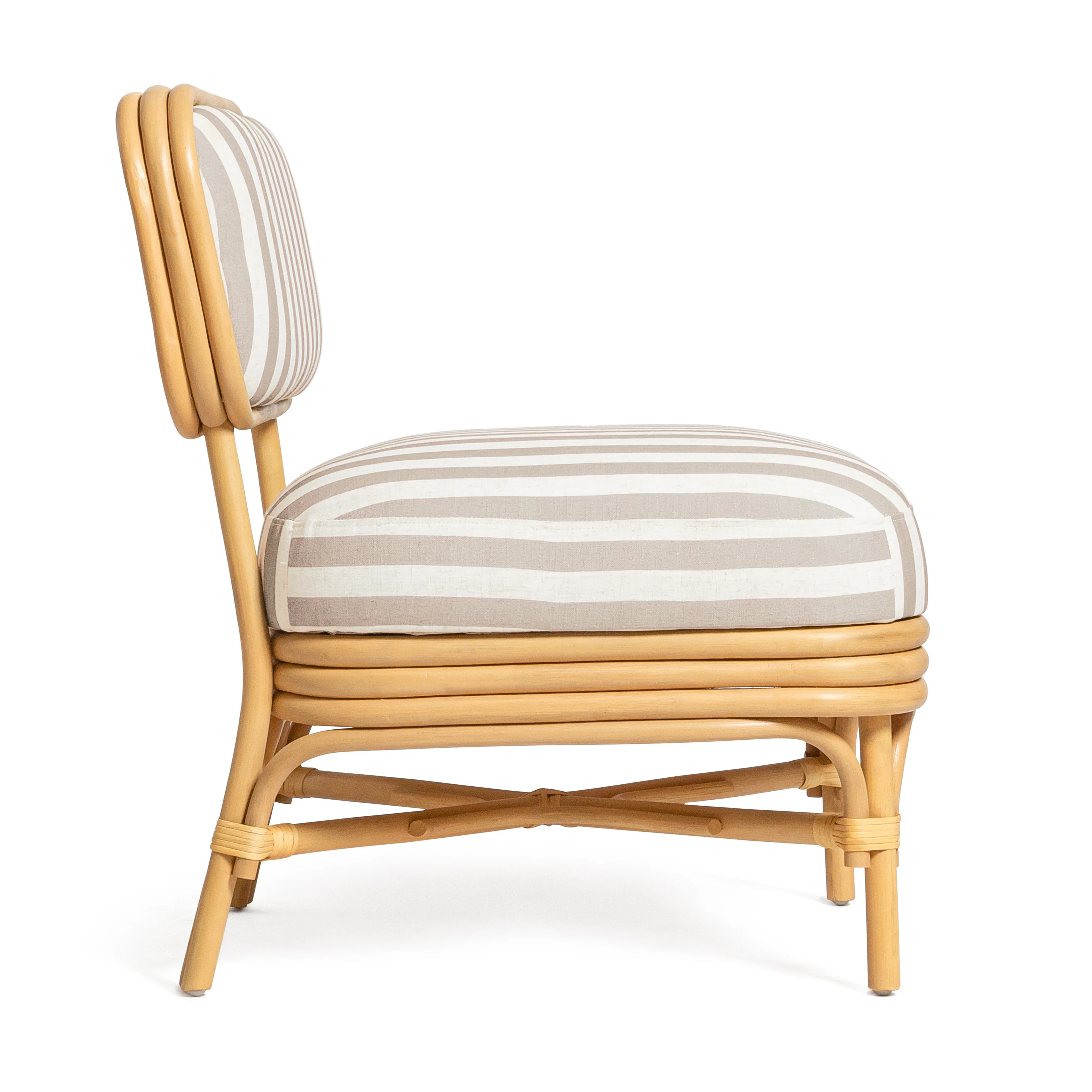 Dorine Striped Performance Linen & Rattan Accent Chair - Image 10