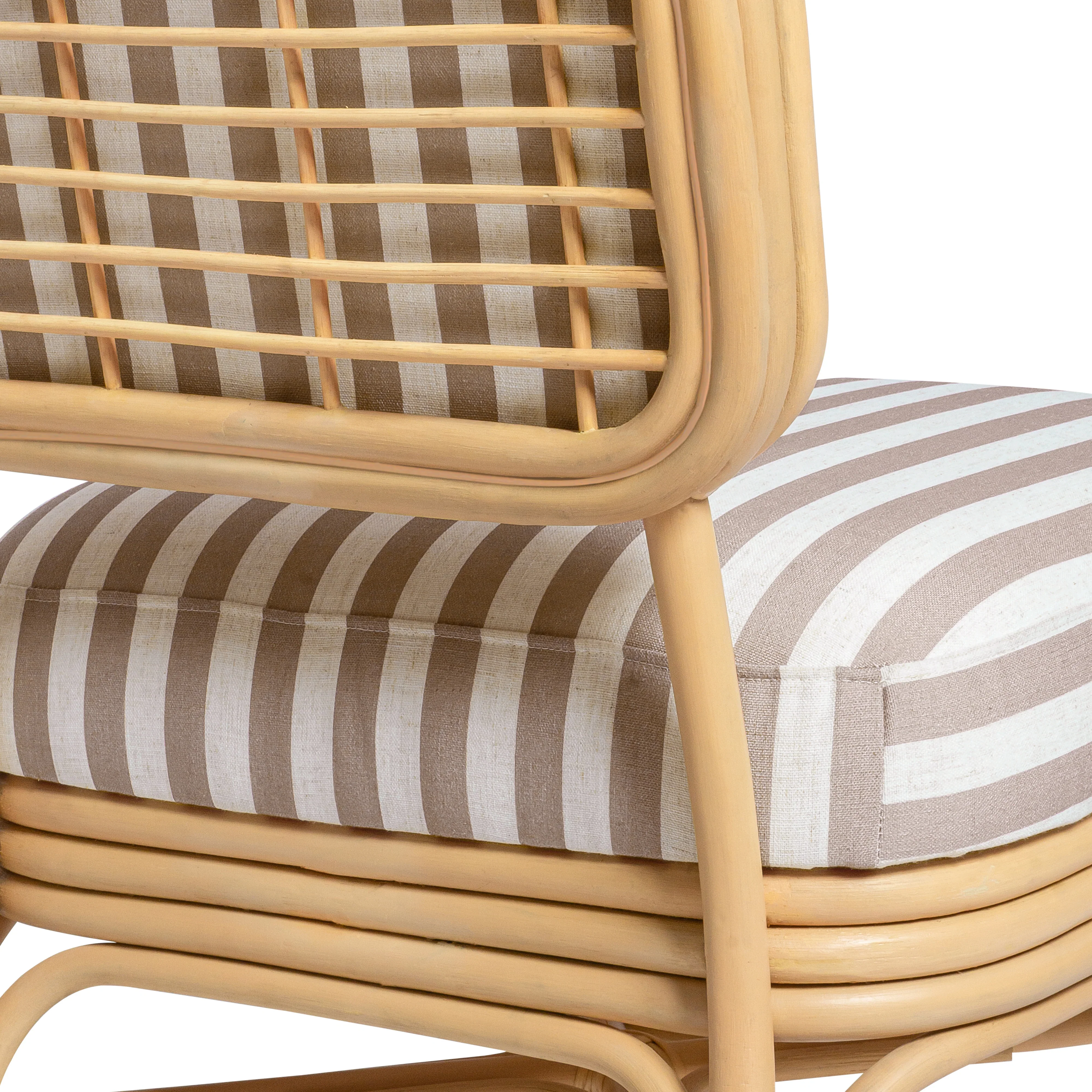 Dorine Striped Performance Linen & Rattan Accent Chair - Image 11