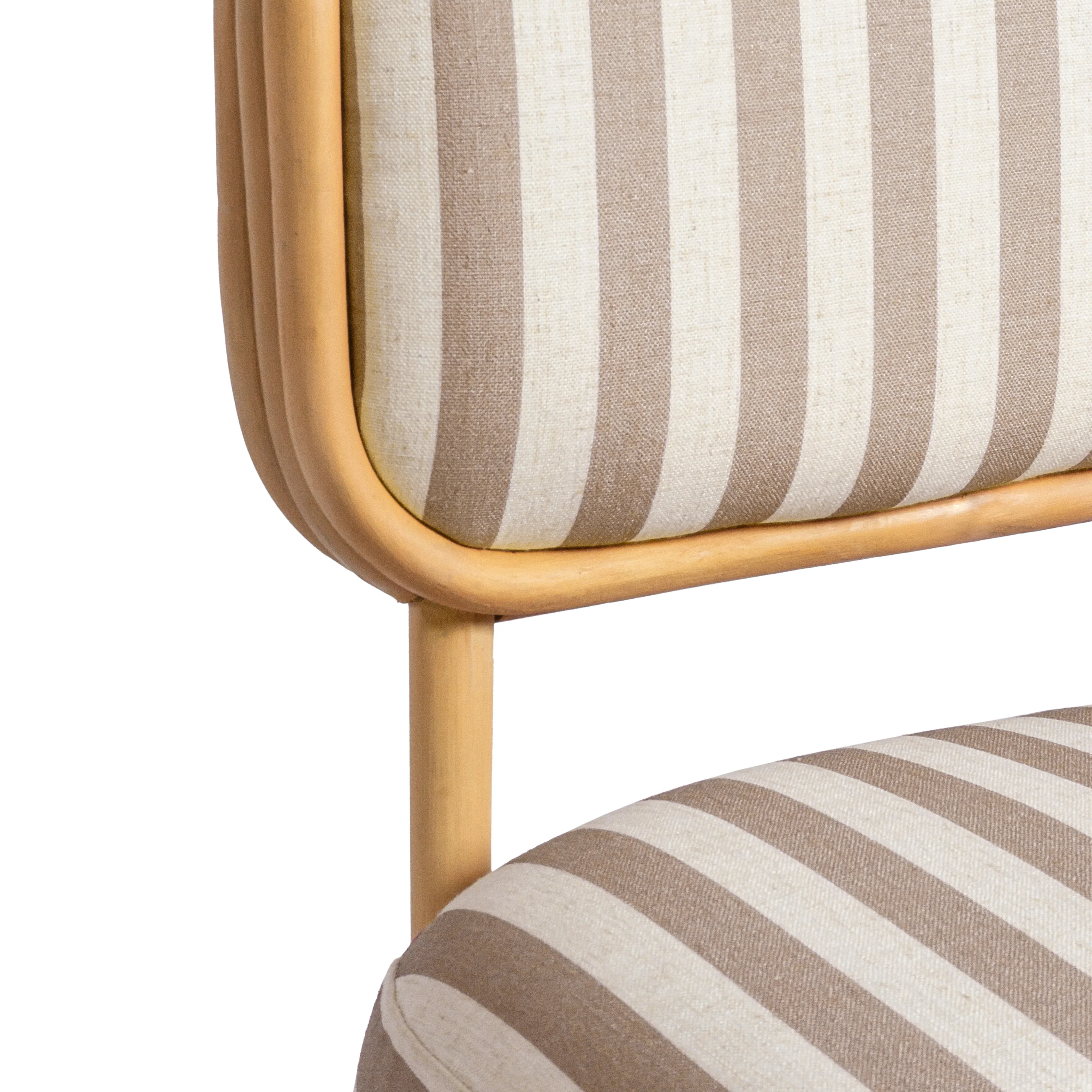 Dorine Striped Performance Linen & Rattan Accent Chair - Image 12