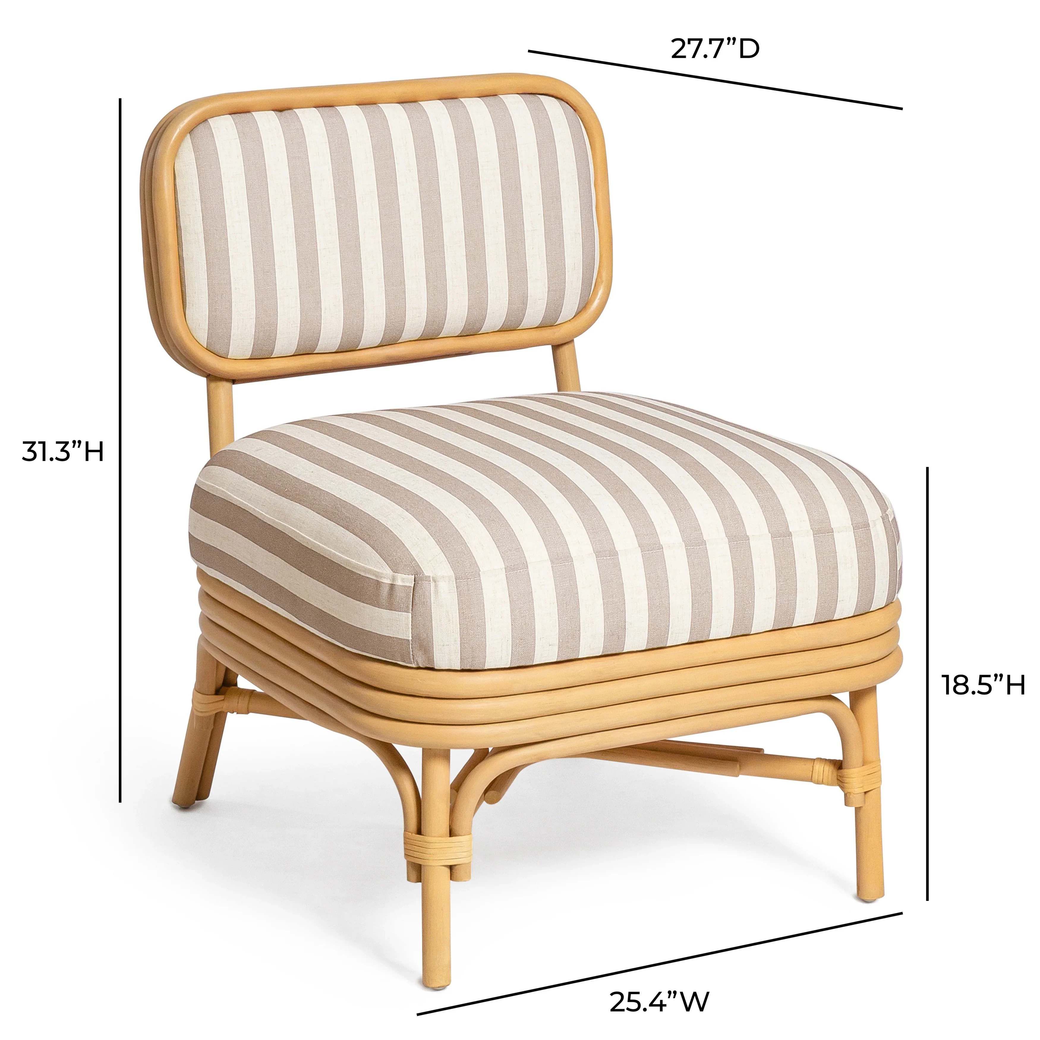 Dorine Striped Performance Linen & Rattan Accent Chair - Image 14