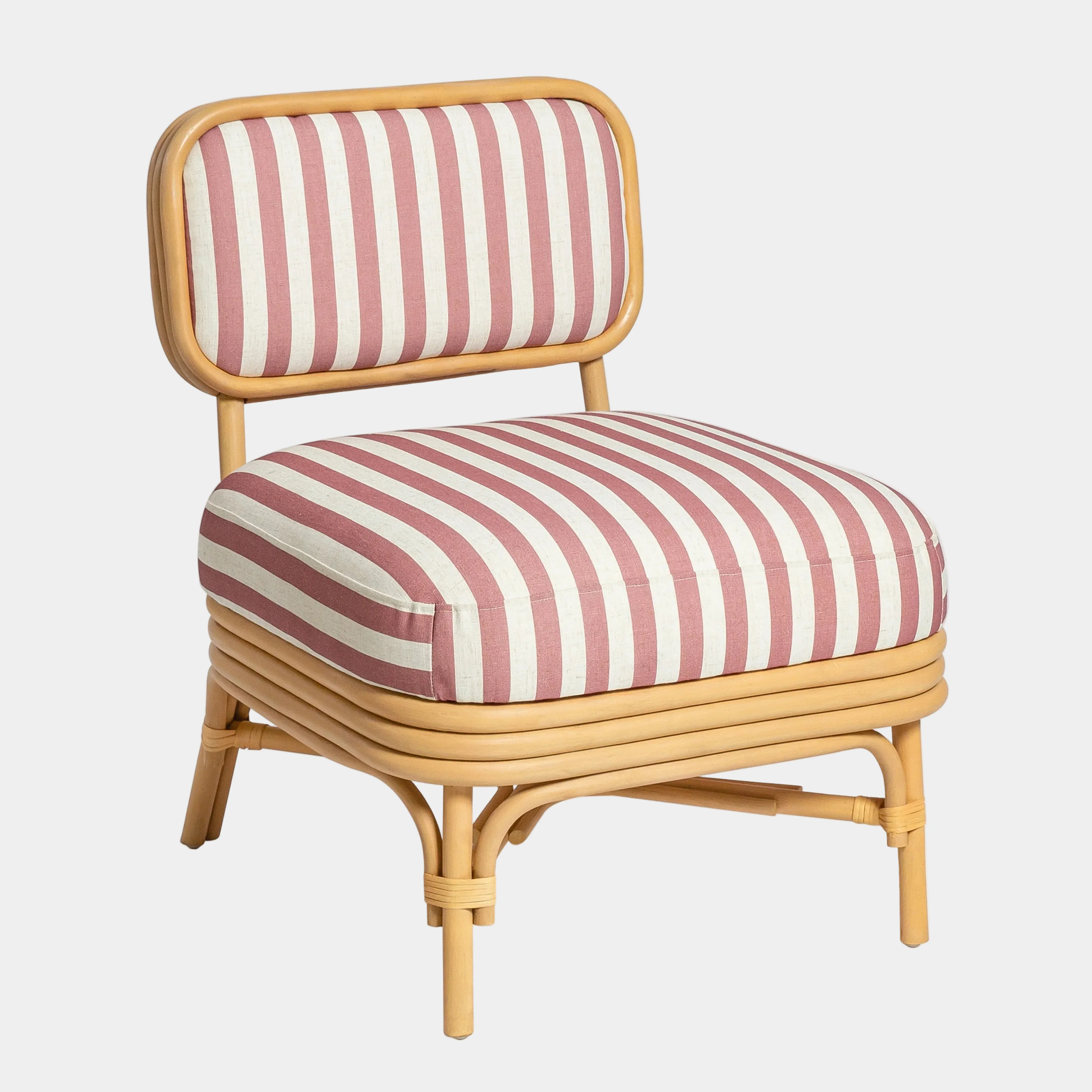 Dorine Striped Performance Linen & Rattan Accent Chair - Image 15
