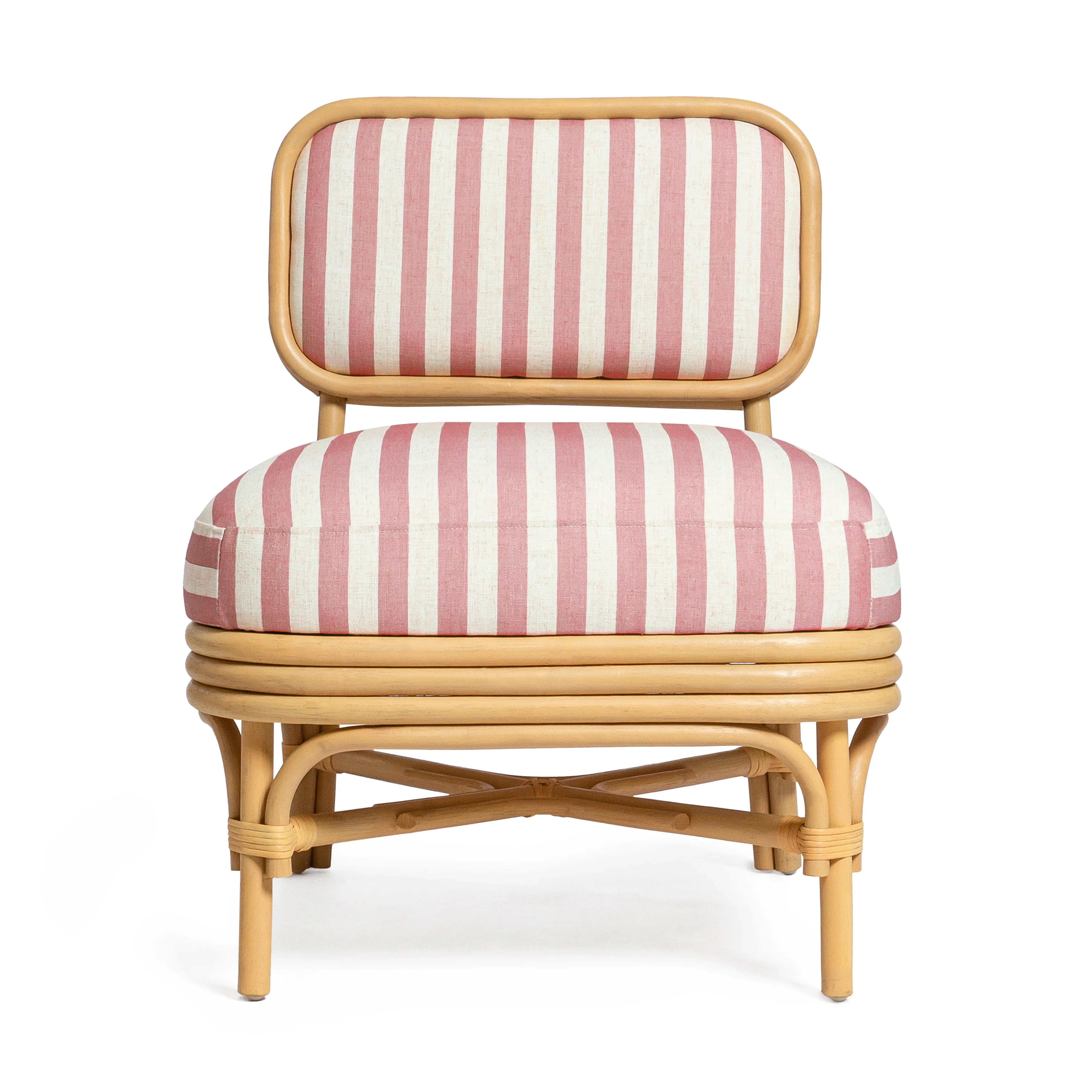 Dorine Striped Performance Linen & Rattan Accent Chair - Image 16