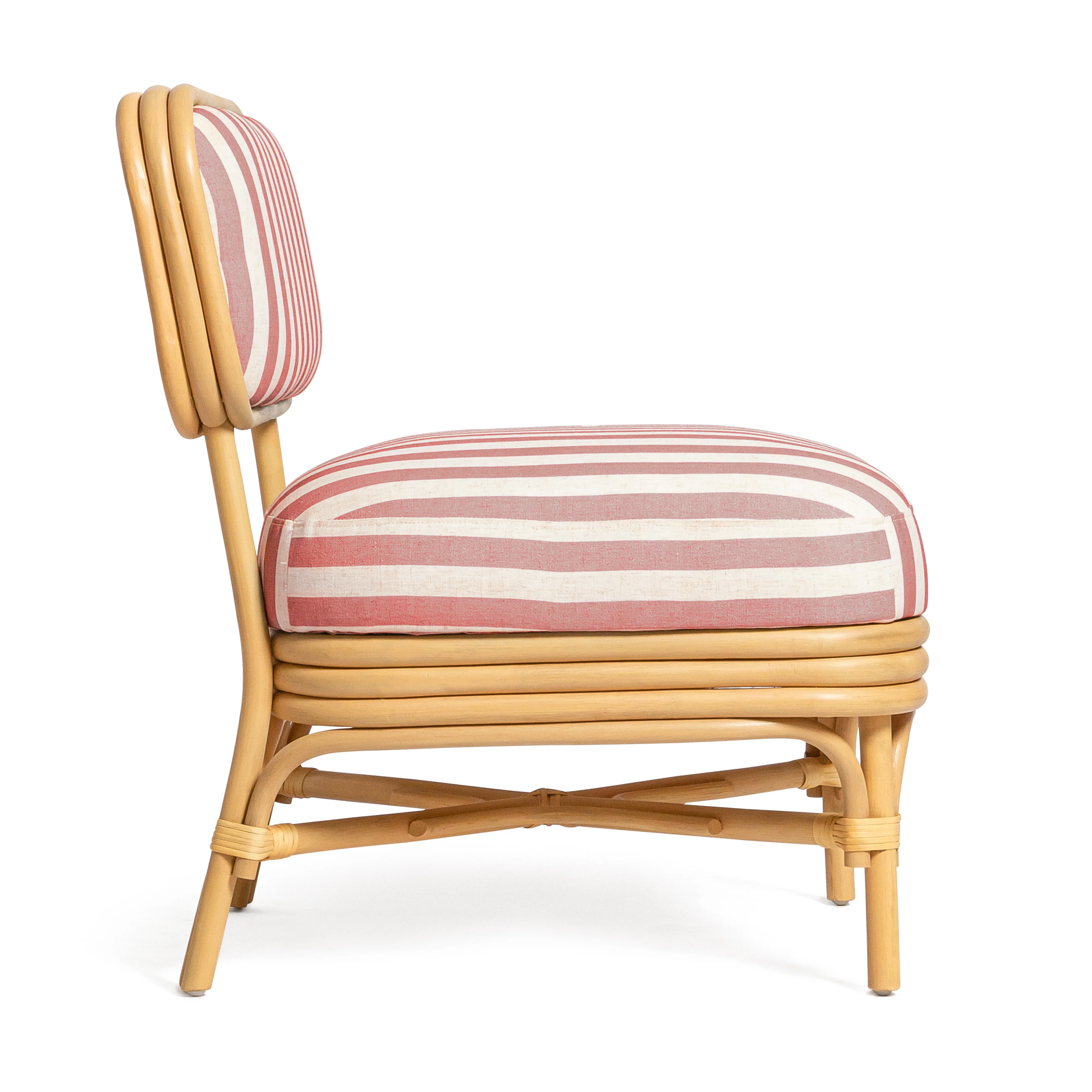 Dorine Striped Performance Linen & Rattan Accent Chair - Image 17