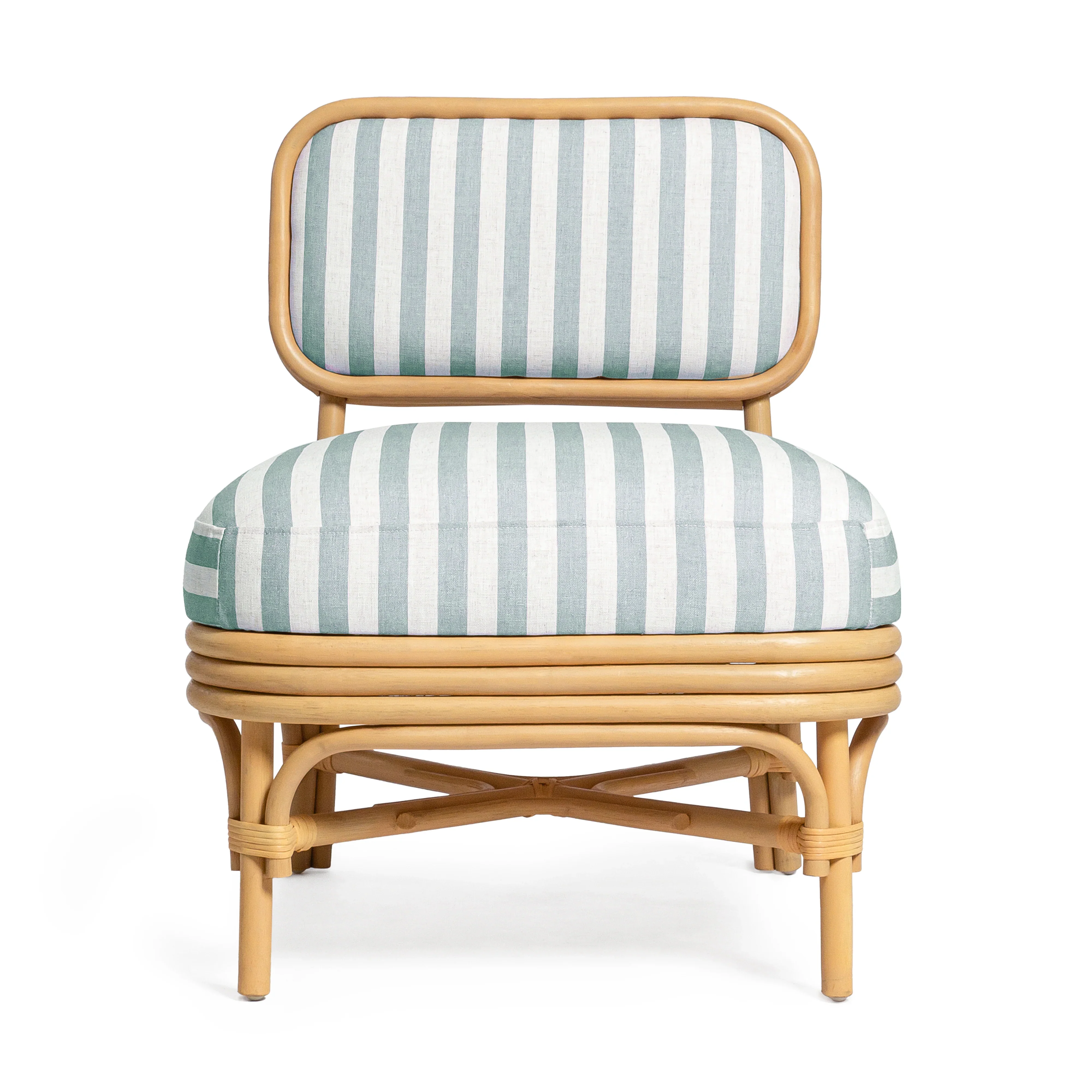Dorine Striped Performance Linen & Rattan Accent Chair - Image 2