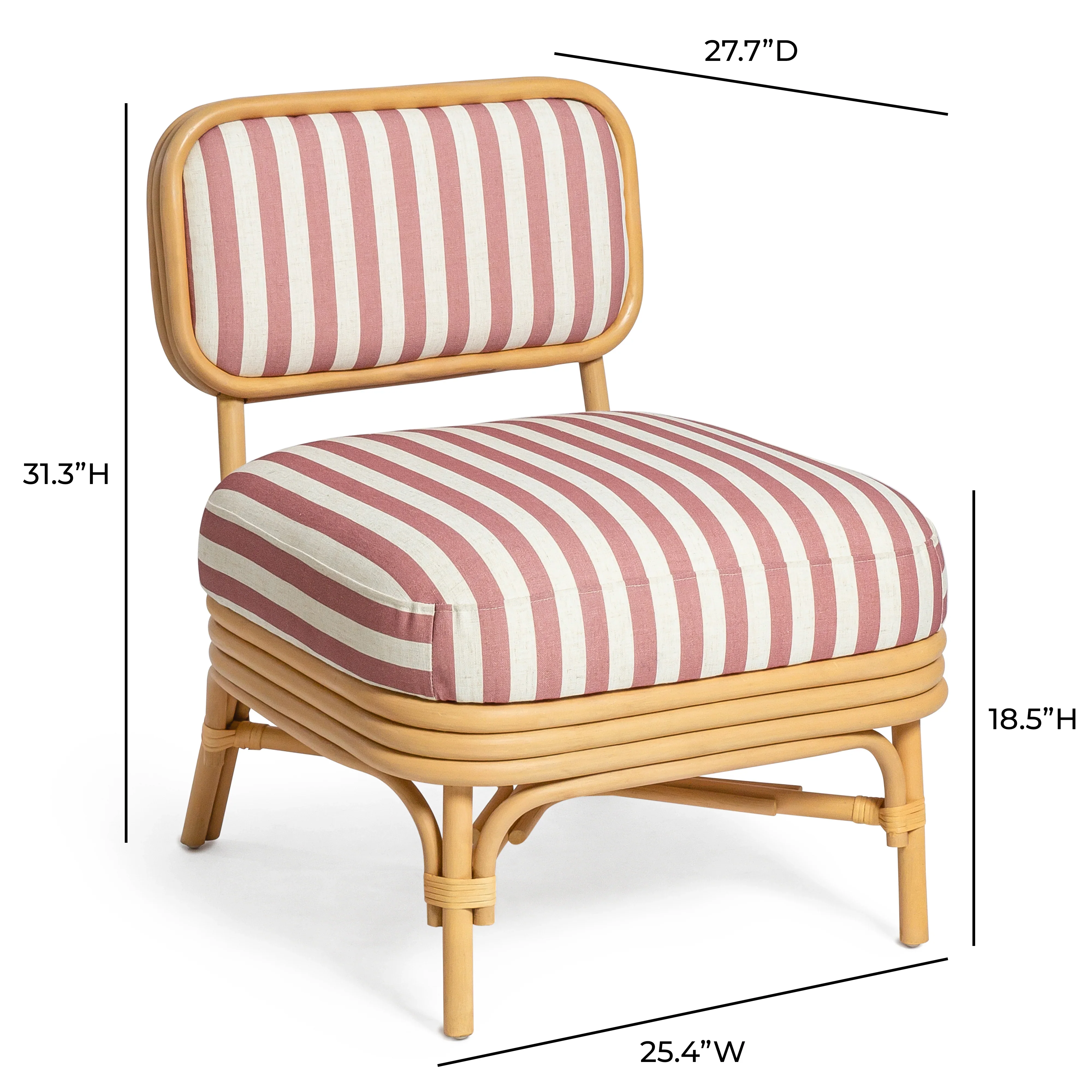 Dorine Striped Performance Linen & Rattan Accent Chair - Image 21