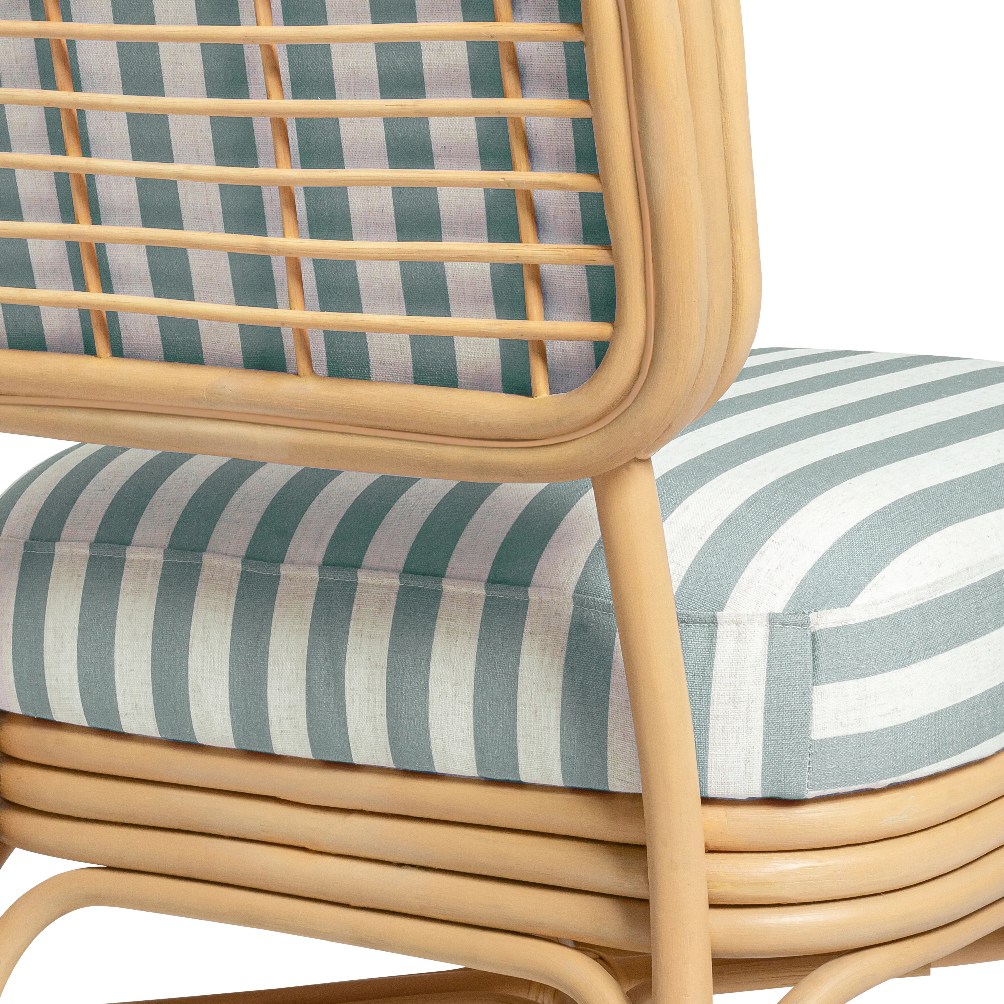 Dorine Striped Performance Linen & Rattan Accent Chair - Image 4